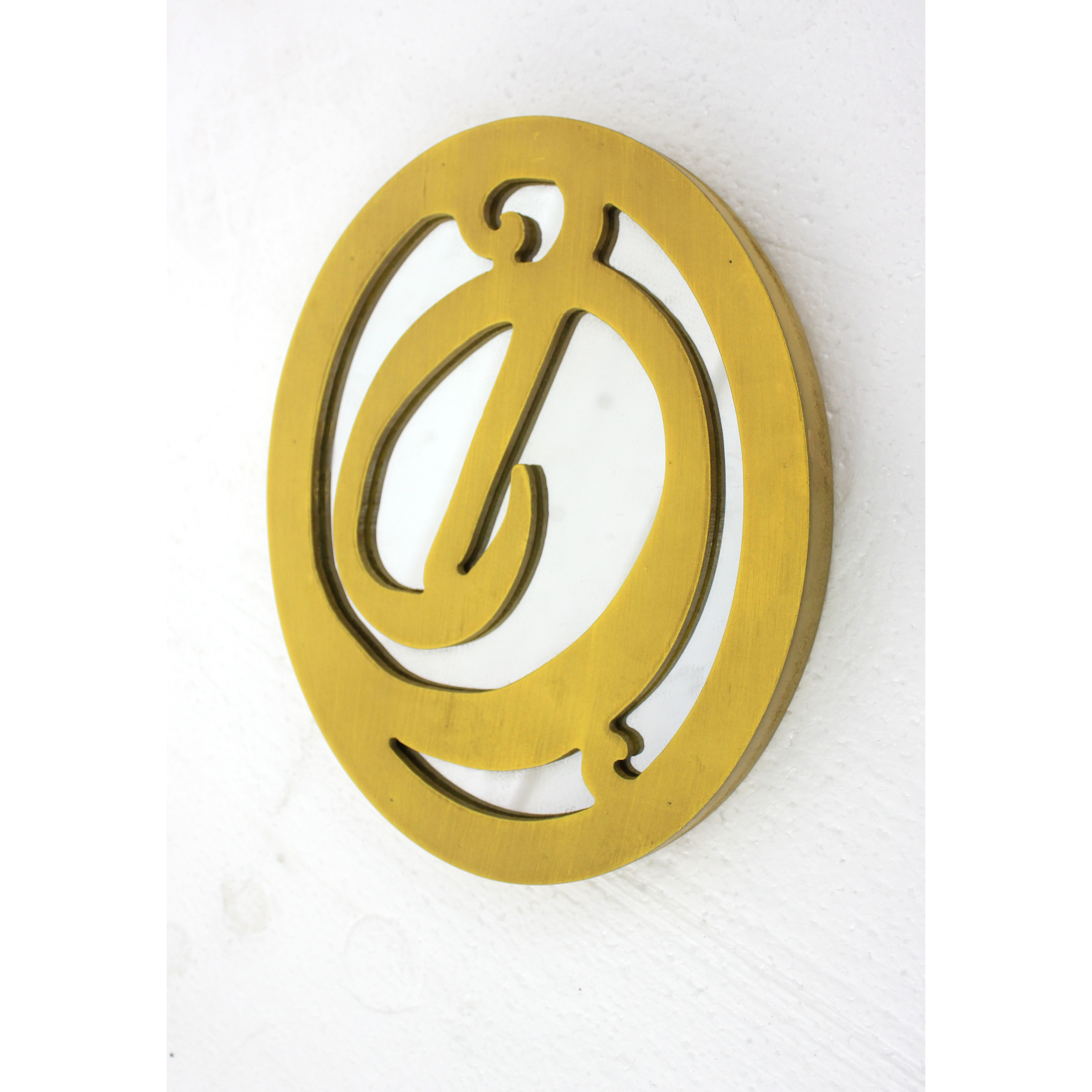 Cottage Style Artistic Letter D Patterned Yellow Wall Decor