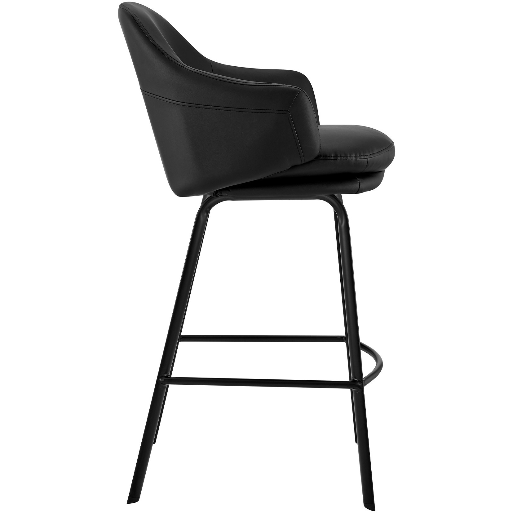 Brigden Black Faux Leather and Black Metal Swivel 26" Counter Stool
