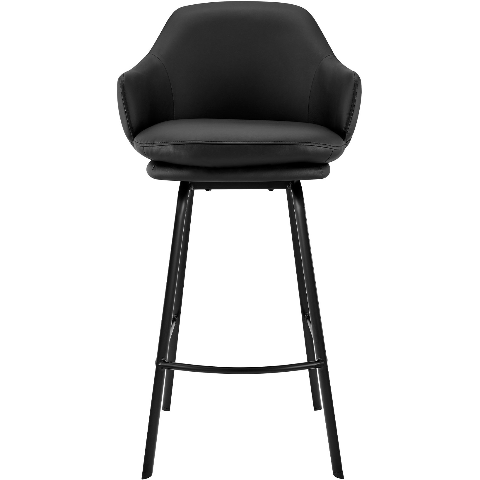 Brigden Black Faux Leather and Black Metal Swivel 26" Counter Stool