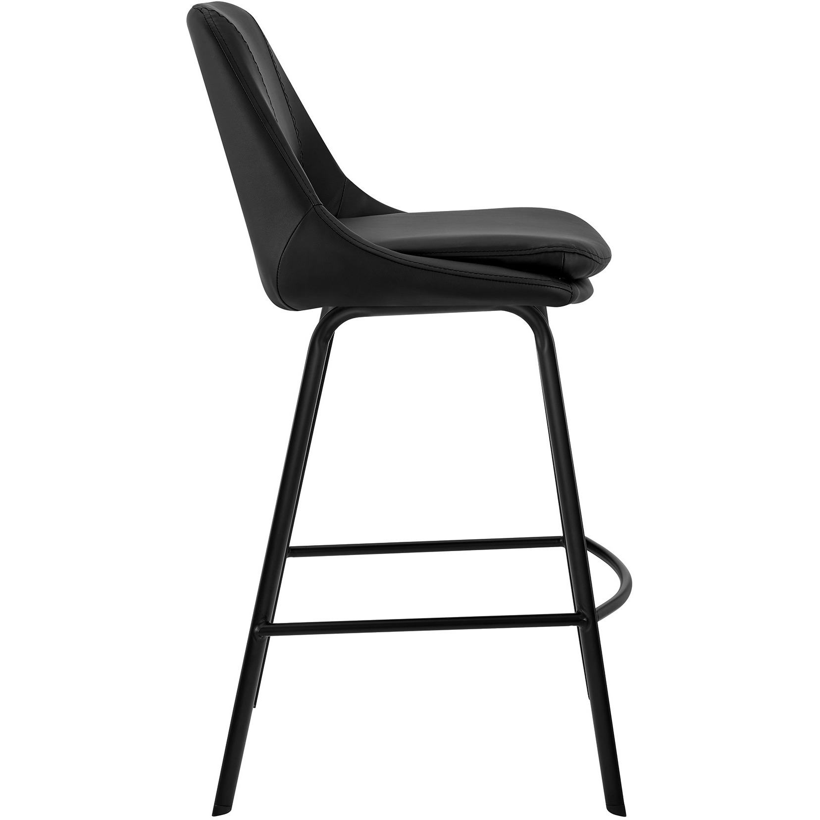 Carise Black Faux Leather and Black Metal Swivel 30" Bar Stool