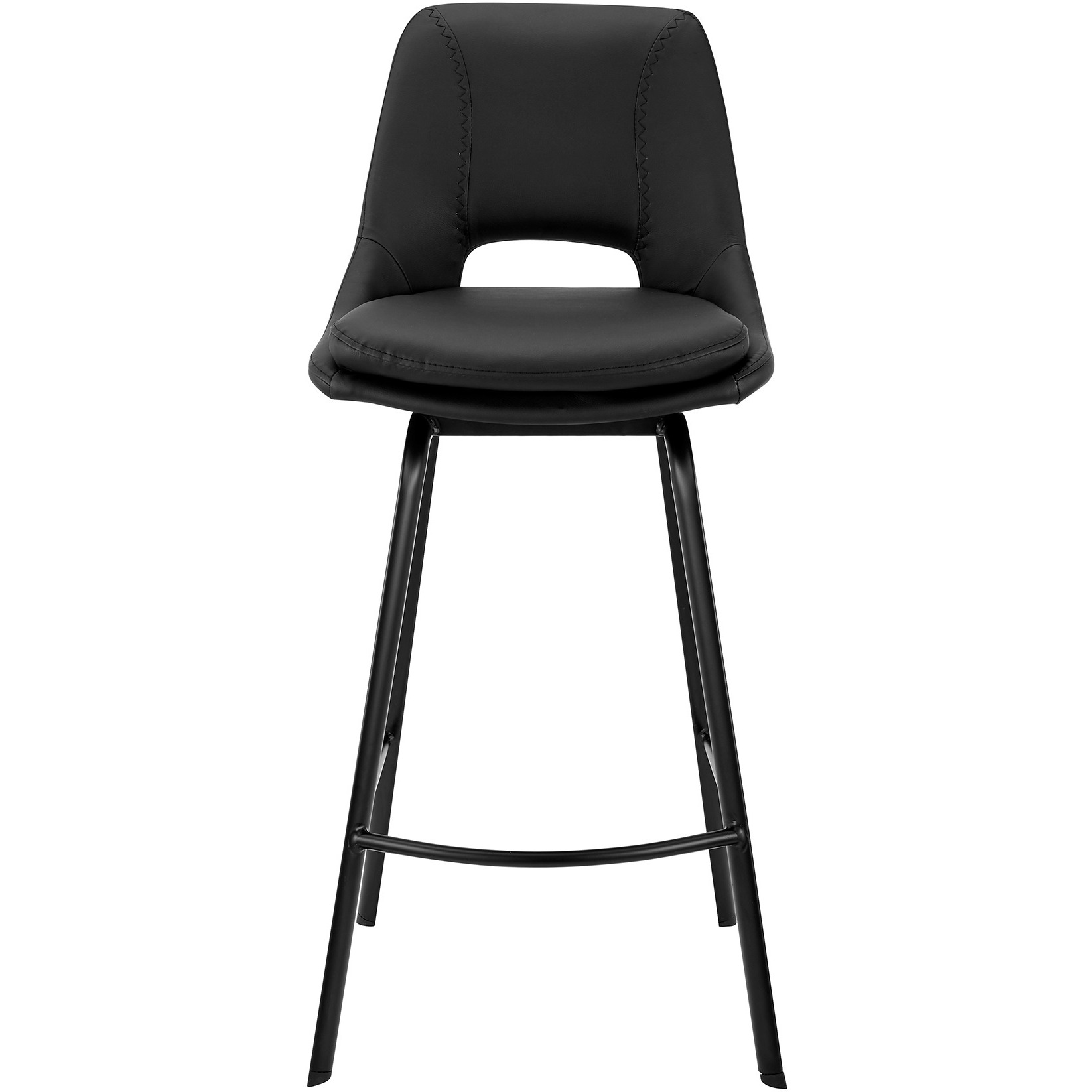 Carise Black Faux Leather and Black Metal Swivel 30" Bar Stool