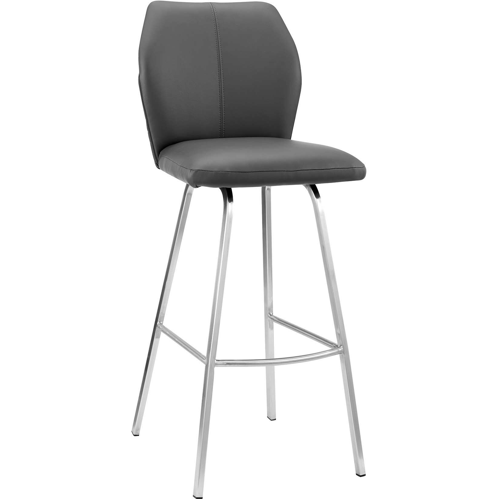 Tandy Gray Faux Leather and Brushed Stainless Steel 26" Counter Stool