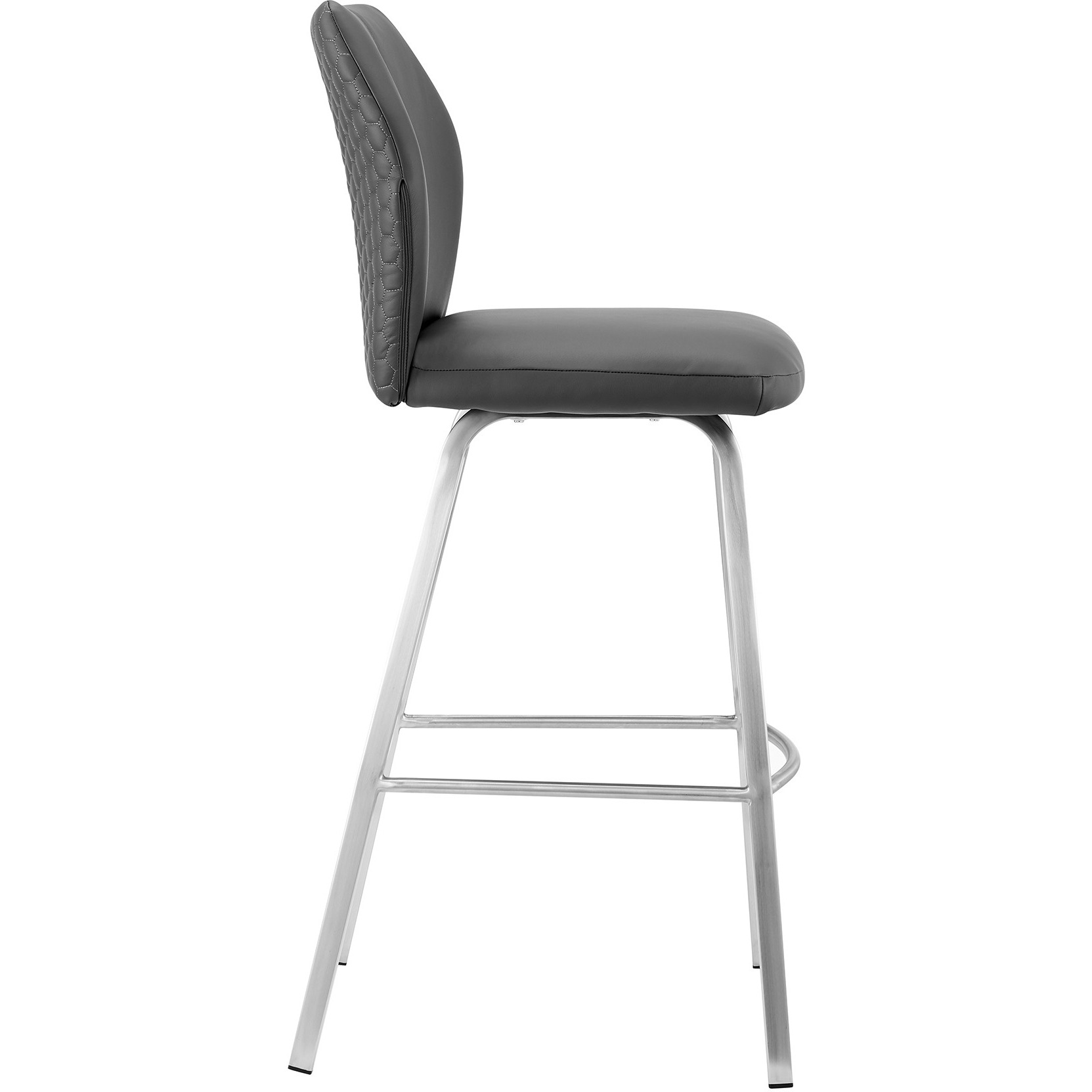 Tandy Gray Faux Leather and Brushed Stainless Steel 26" Counter Stool