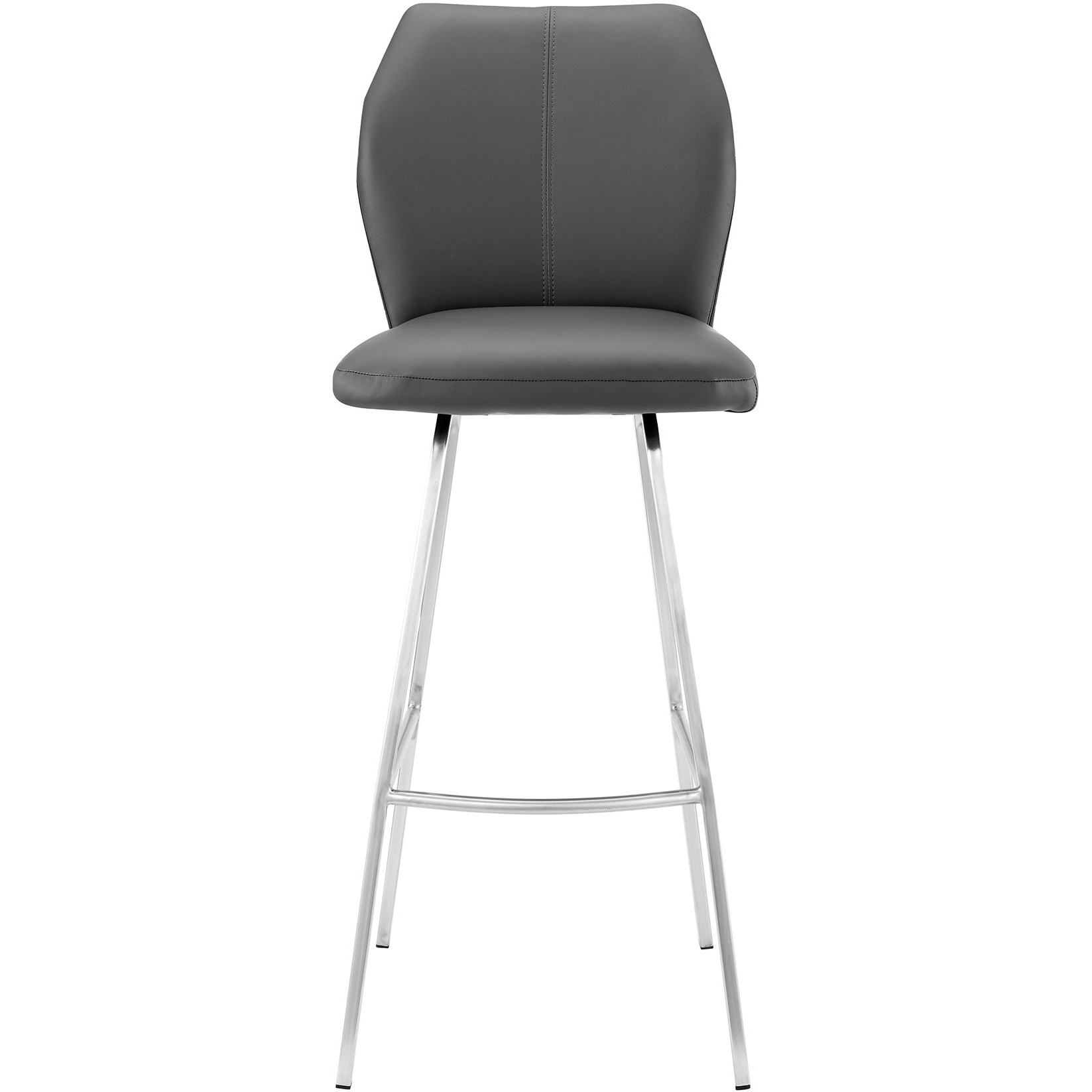 Tandy Gray Faux Leather and Brushed Stainless Steel 26" Counter Stool
