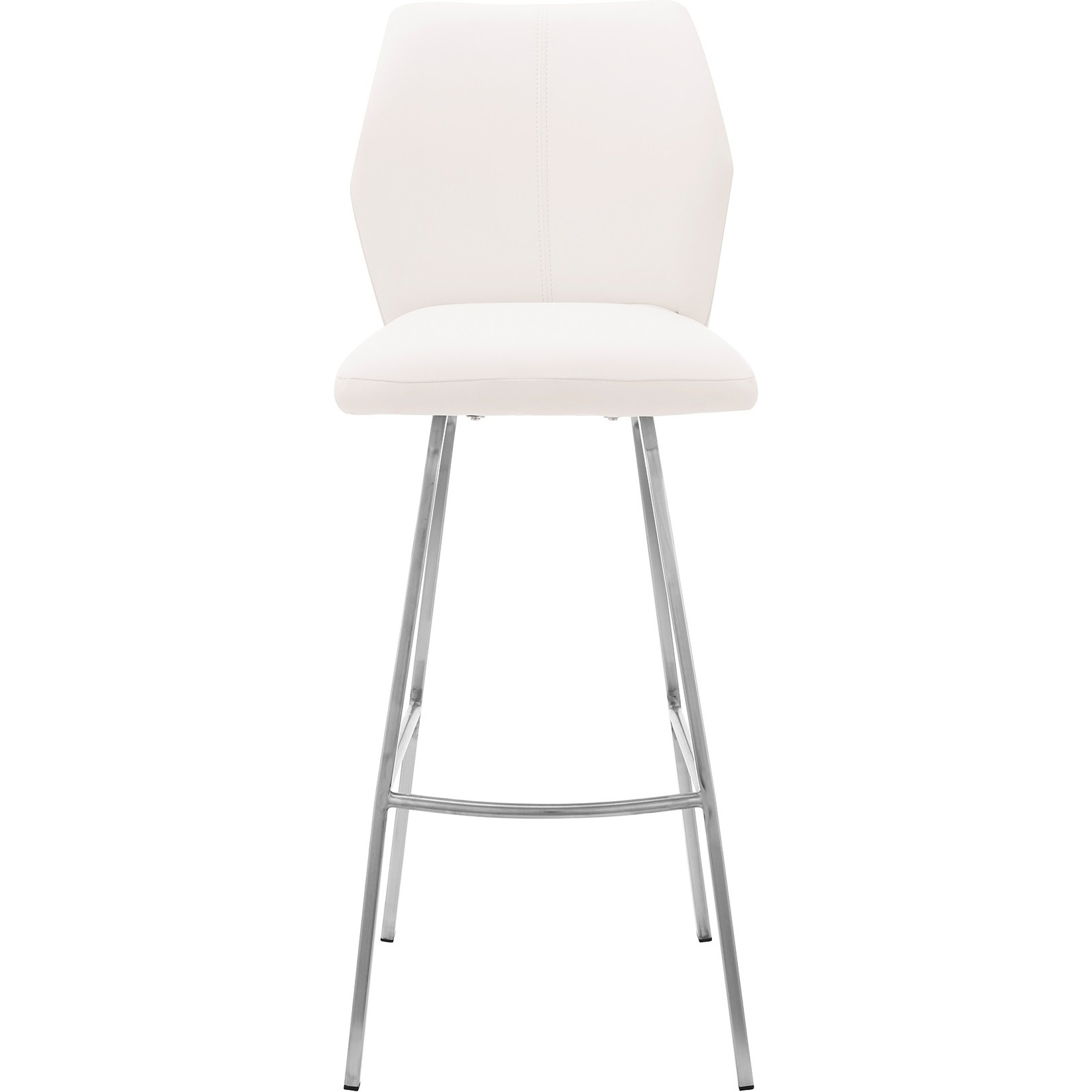 Tandy White Faux Leather and Brushed Stainless Steel 26" Counter Stool