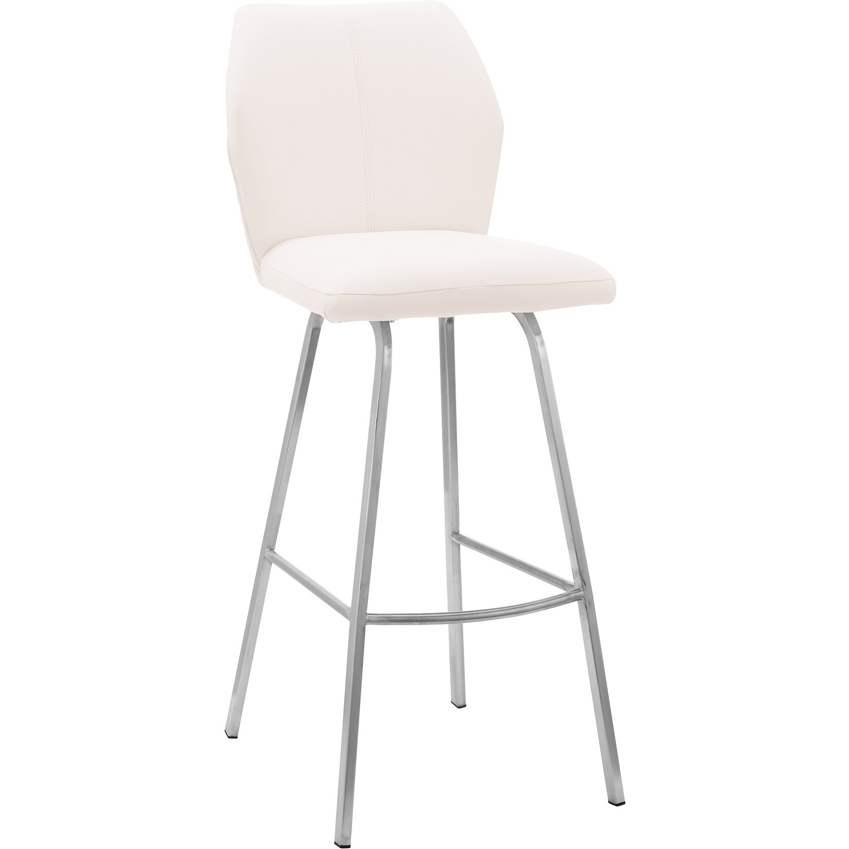 Tandy White Faux Leather and Brushed Stainless Steel 30" Bar Stool