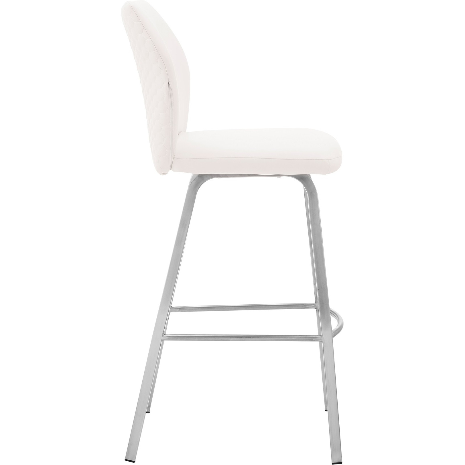 Tandy White Faux Leather and Brushed Stainless Steel 30" Bar Stool
