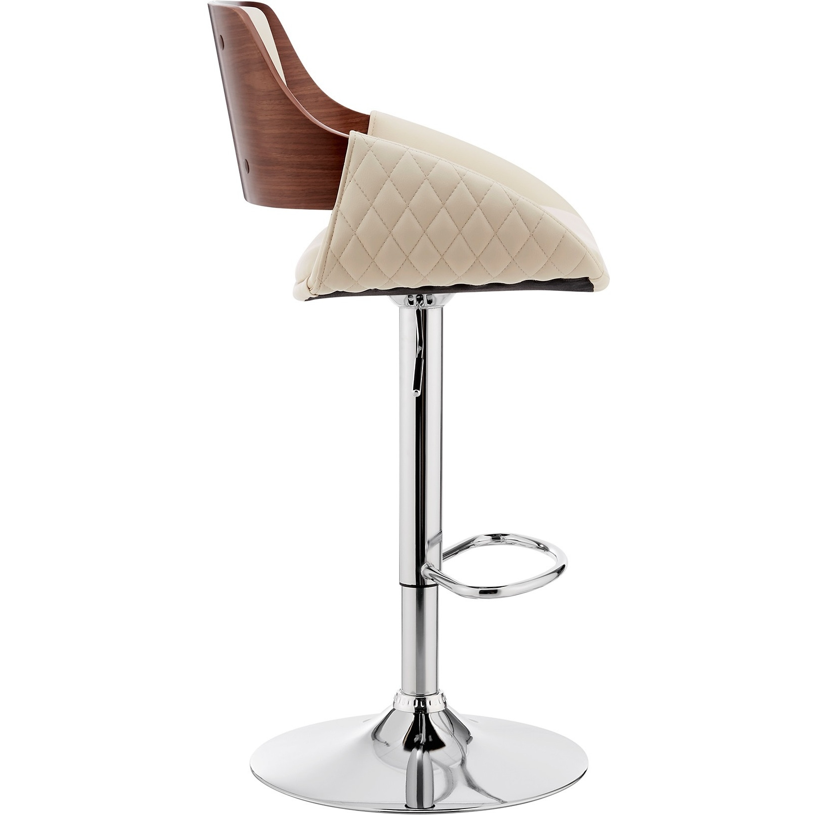 Colby Adjustable Cream Faux Leather and Chrome Finish Bar Stool