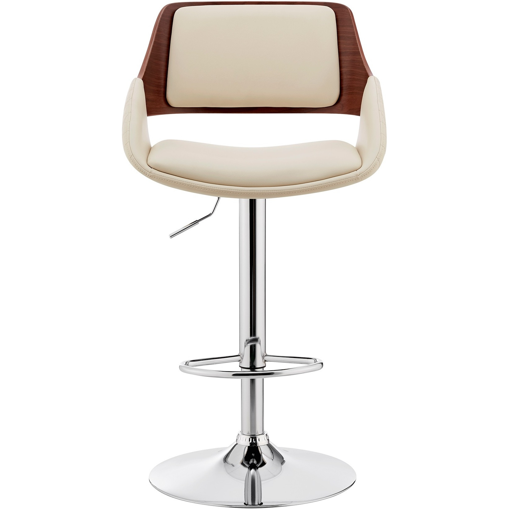 Colby Adjustable Cream Faux Leather and Chrome Finish Bar Stool