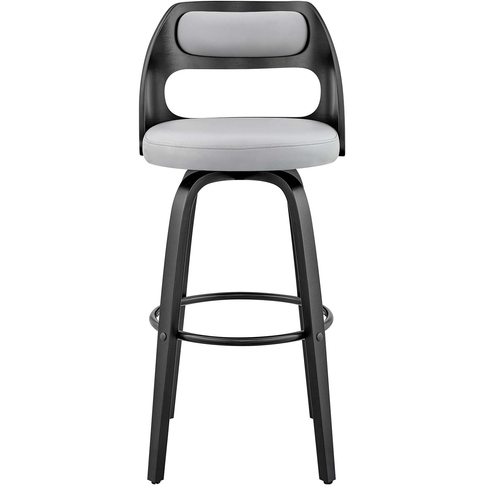 Julius 26" Gray Faux Leather and Black Wood Bar Stool