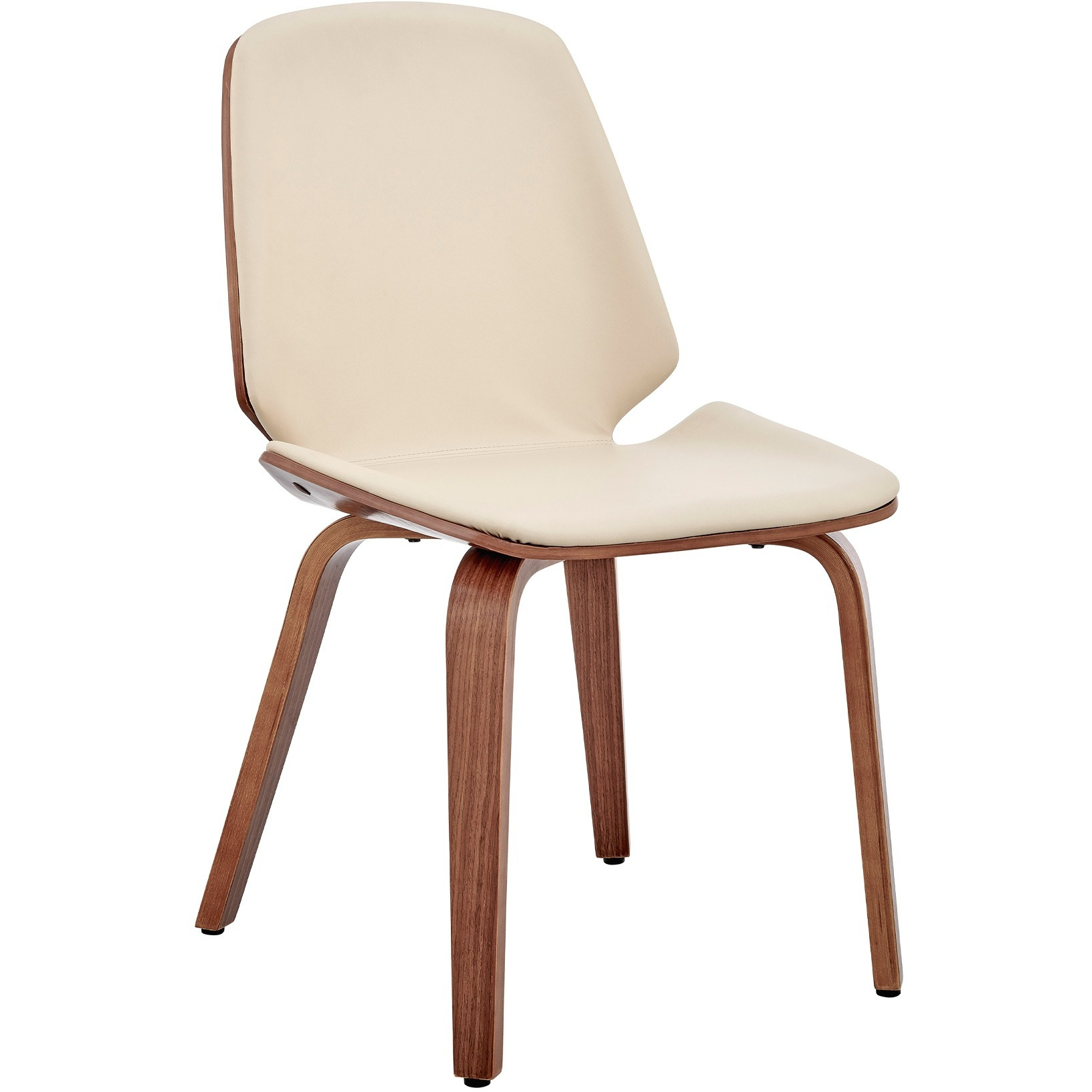 Brinley Cream Faux Leather and Walnut Wood Dining Room Accent Chair