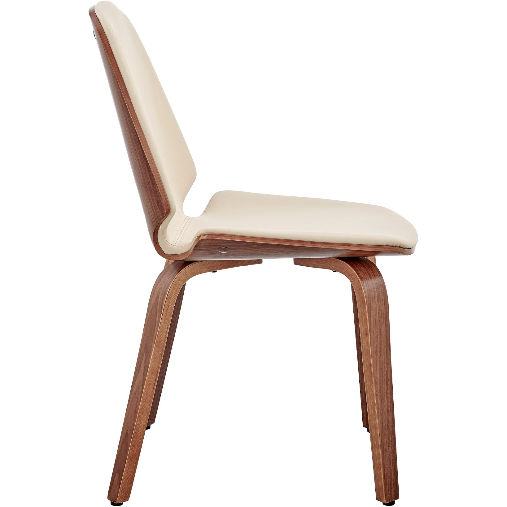 Brinley Cream Faux Leather and Walnut Wood Dining Room Accent Chair