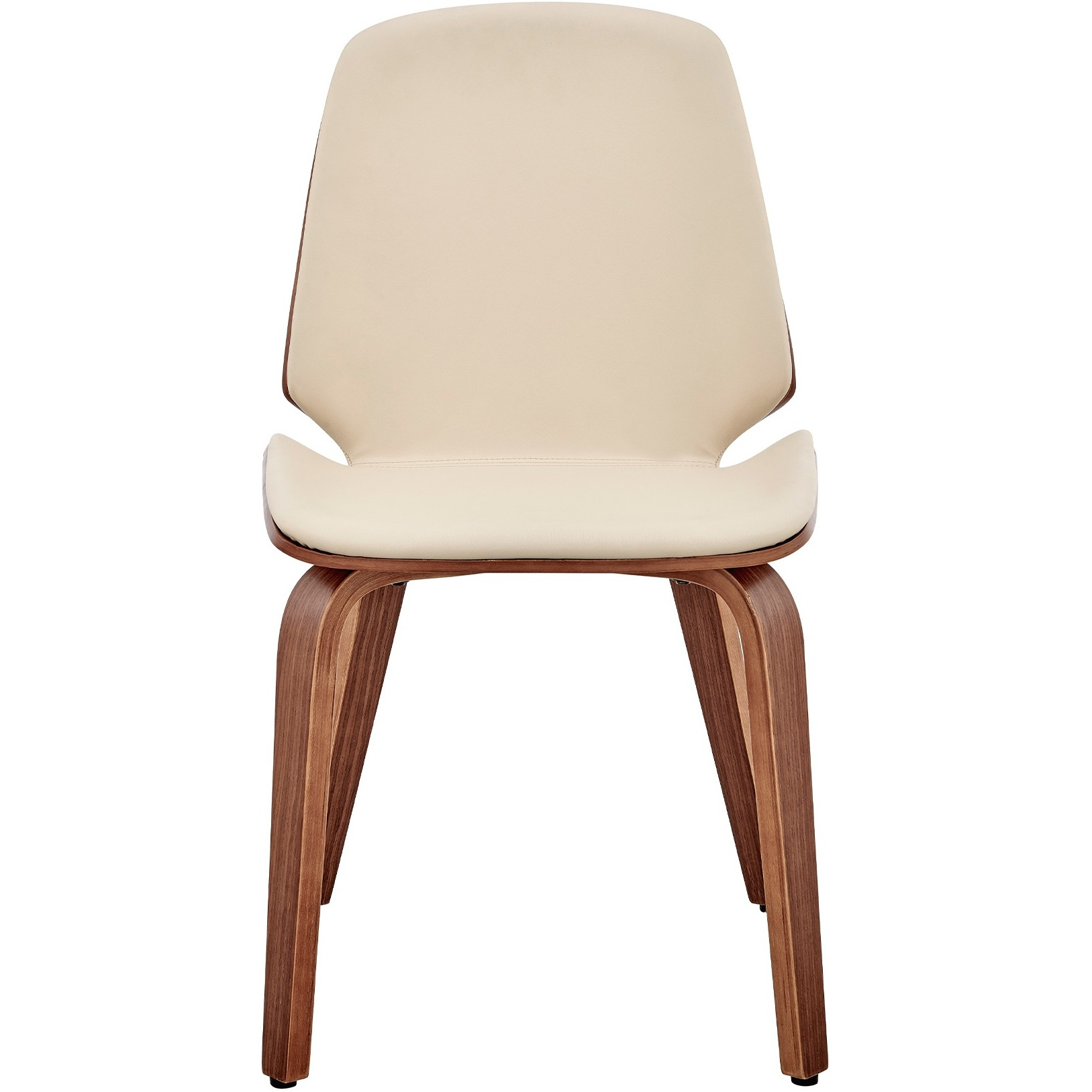 Brinley Cream Faux Leather and Walnut Wood Dining Room Accent Chair