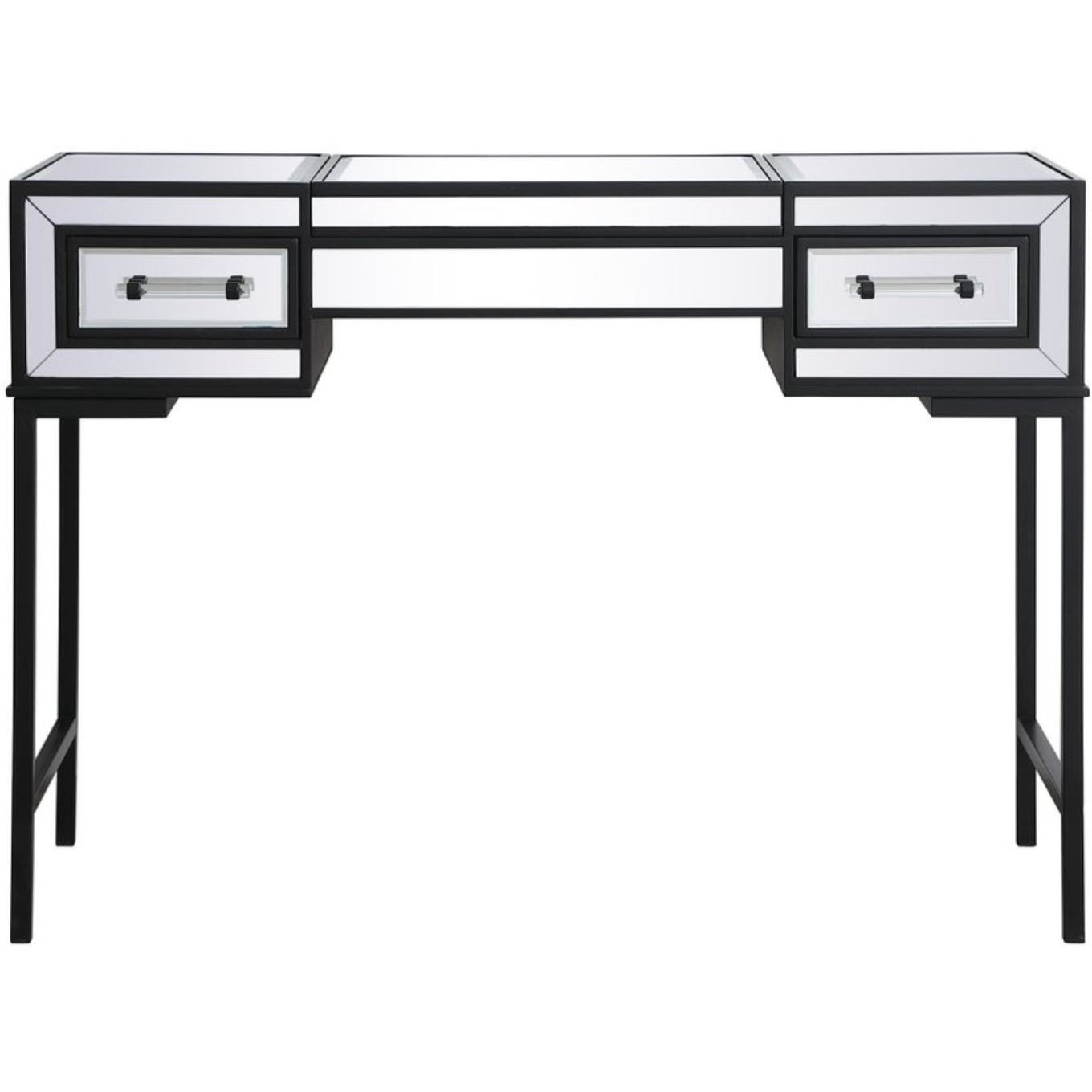 42 inch mirrored flip top vanity table in black