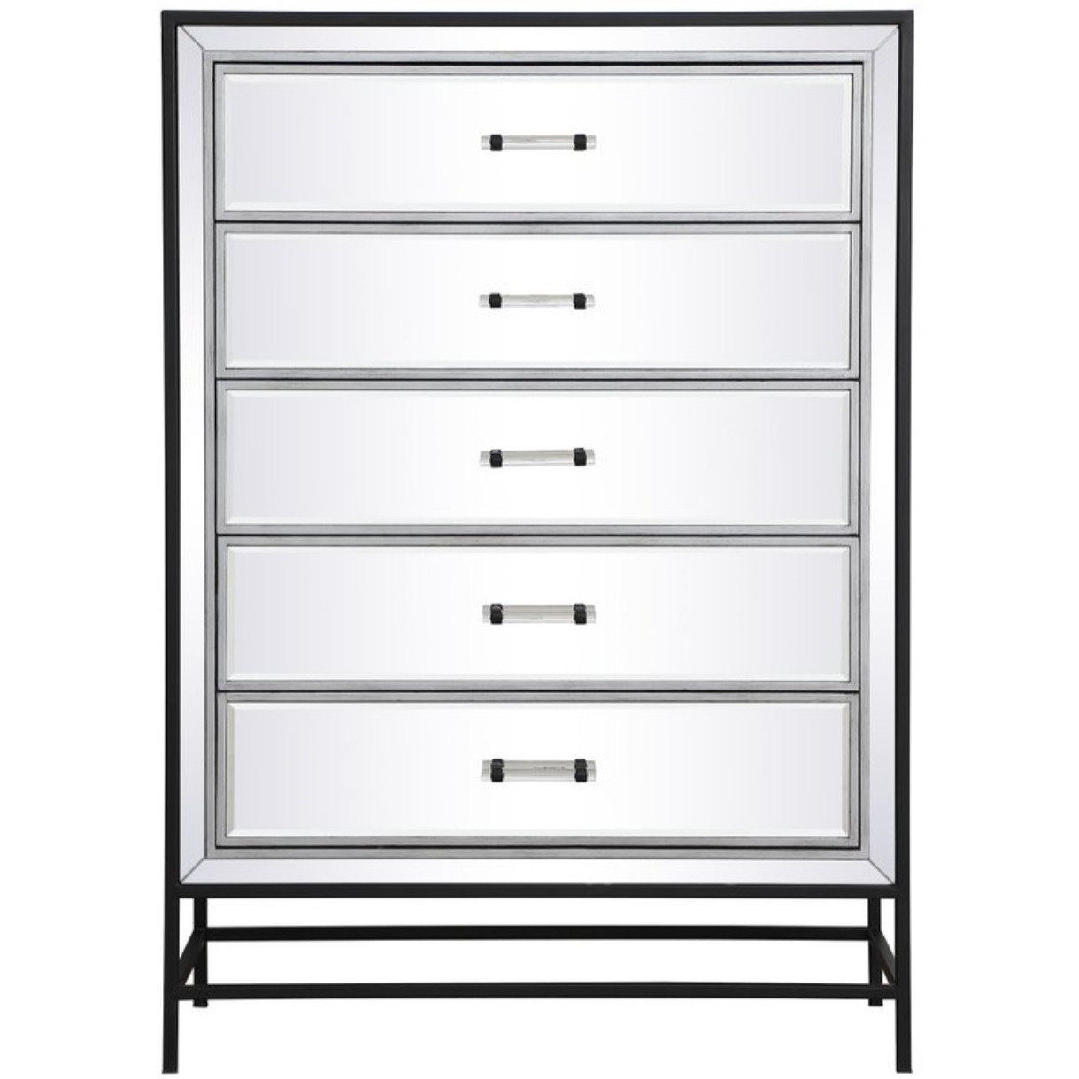 48 inch mirrored 6 drawers chest in black
