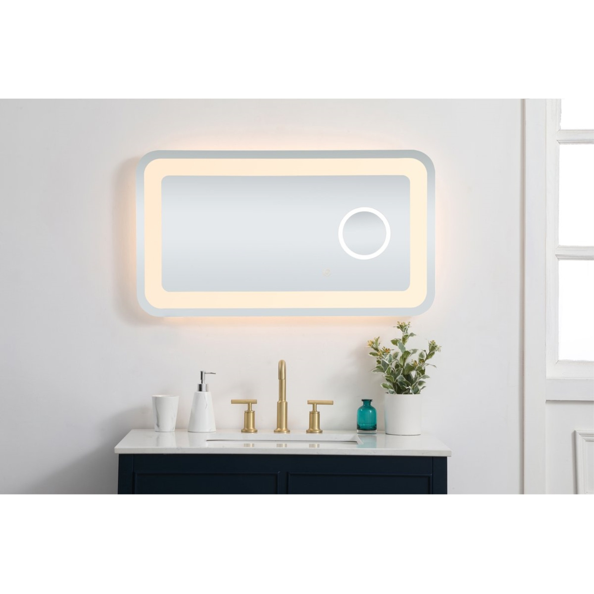 Lux 20in x 36in Hardwired LED mirror with magnifier and color changing temperature 3000K/4200K/6000K