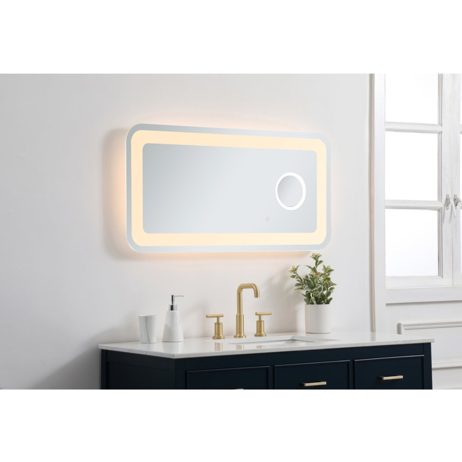 Lux 20in x 40in Hardwired LED mirror with magnifier and color changing temperature 3000K/4200K/6000K