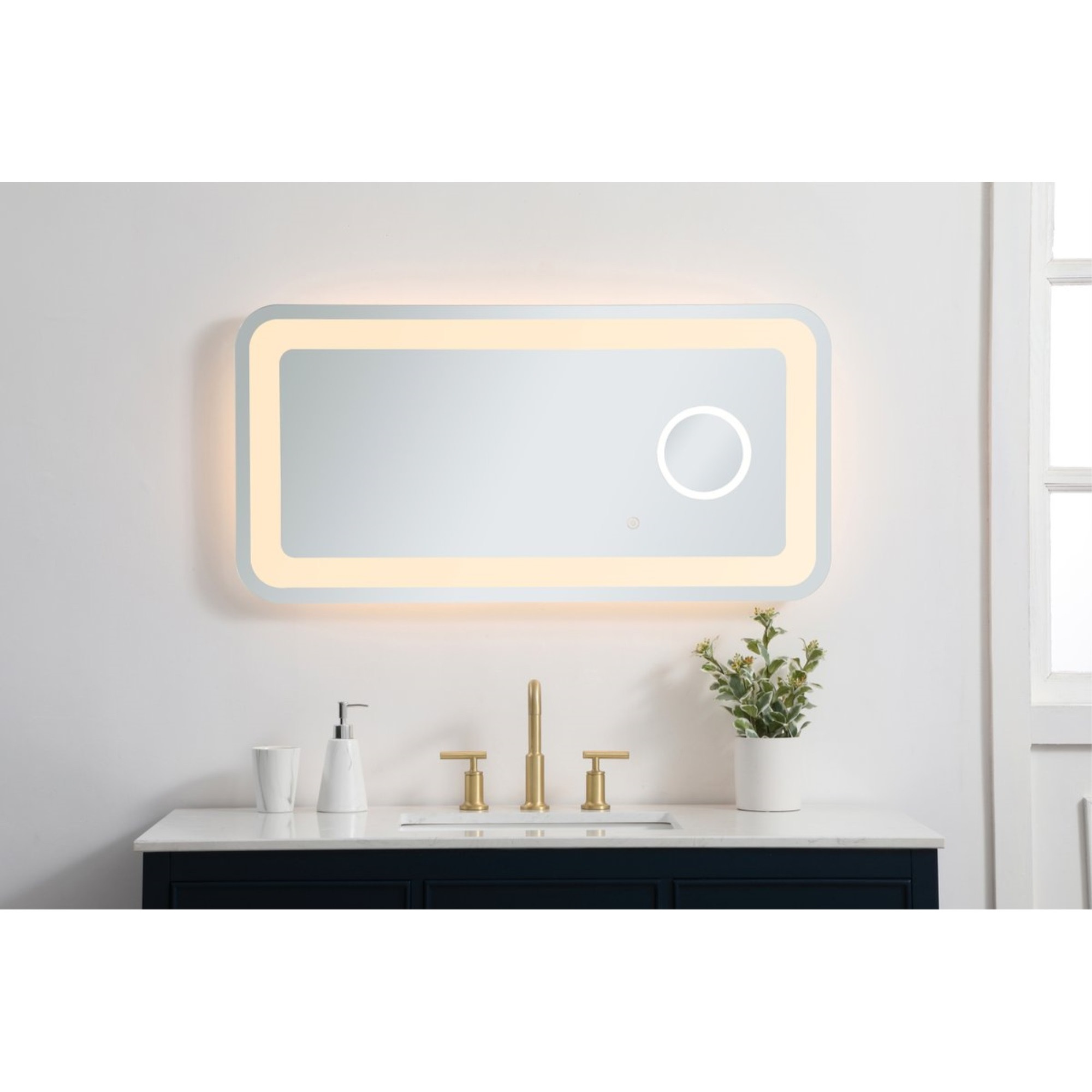 Lux 20in x 40in Hardwired LED mirror with magnifier and color changing temperature 3000K/4200K/6000K
