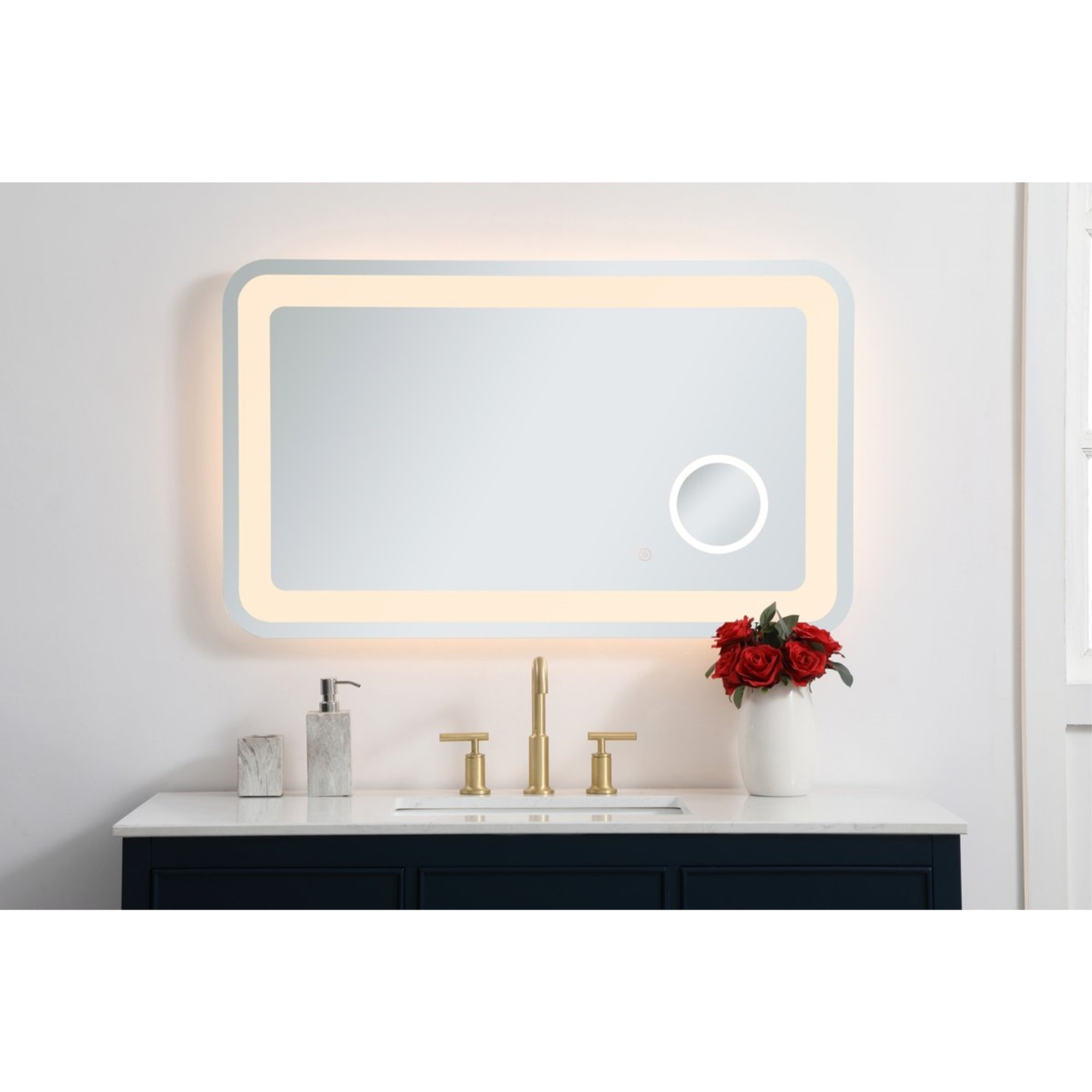 Lux 24in x 40in Hardwired LED mirror with magnifier and color changing temperature 3000K/4200K/6000K
