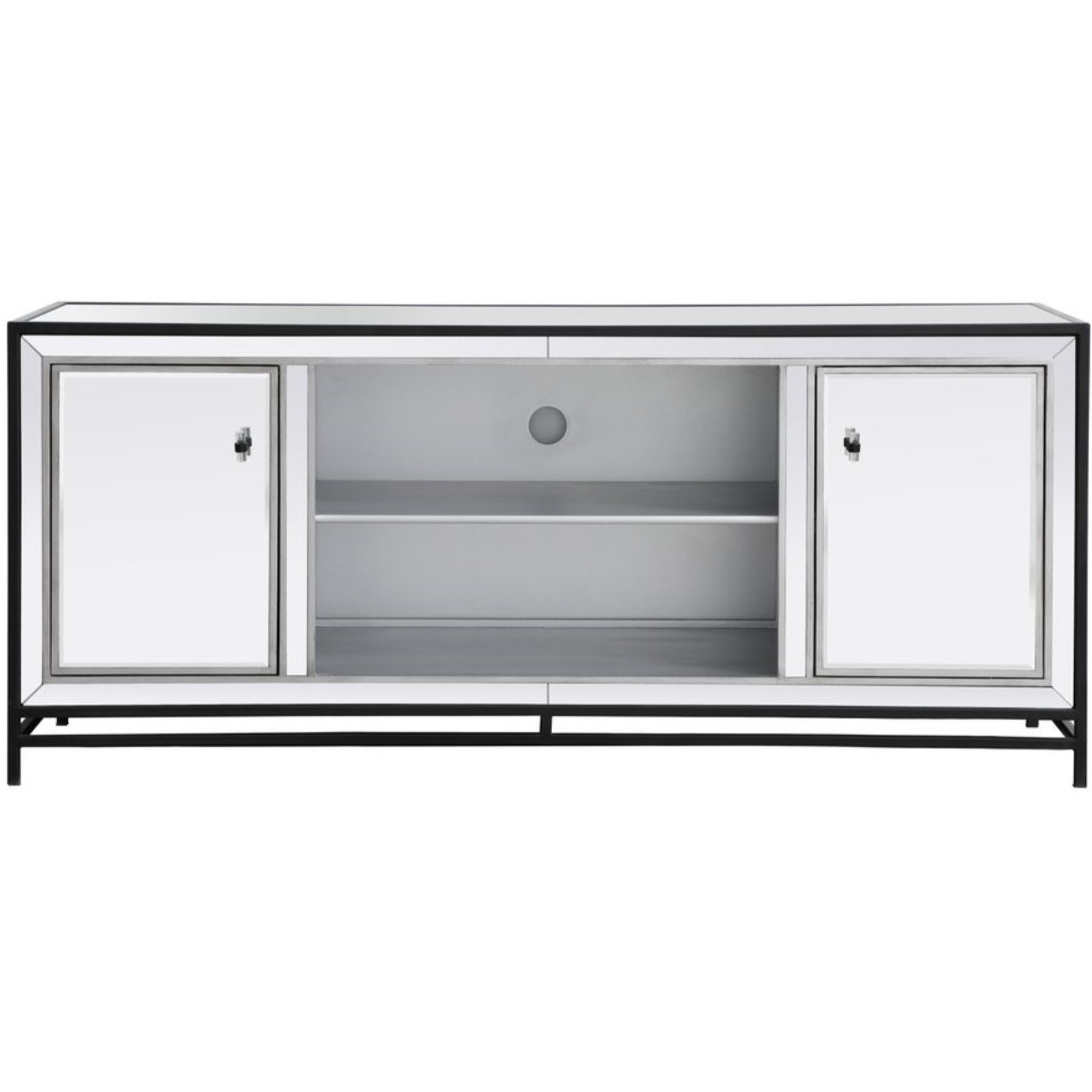 James 60 in. mirrored tv stand in black