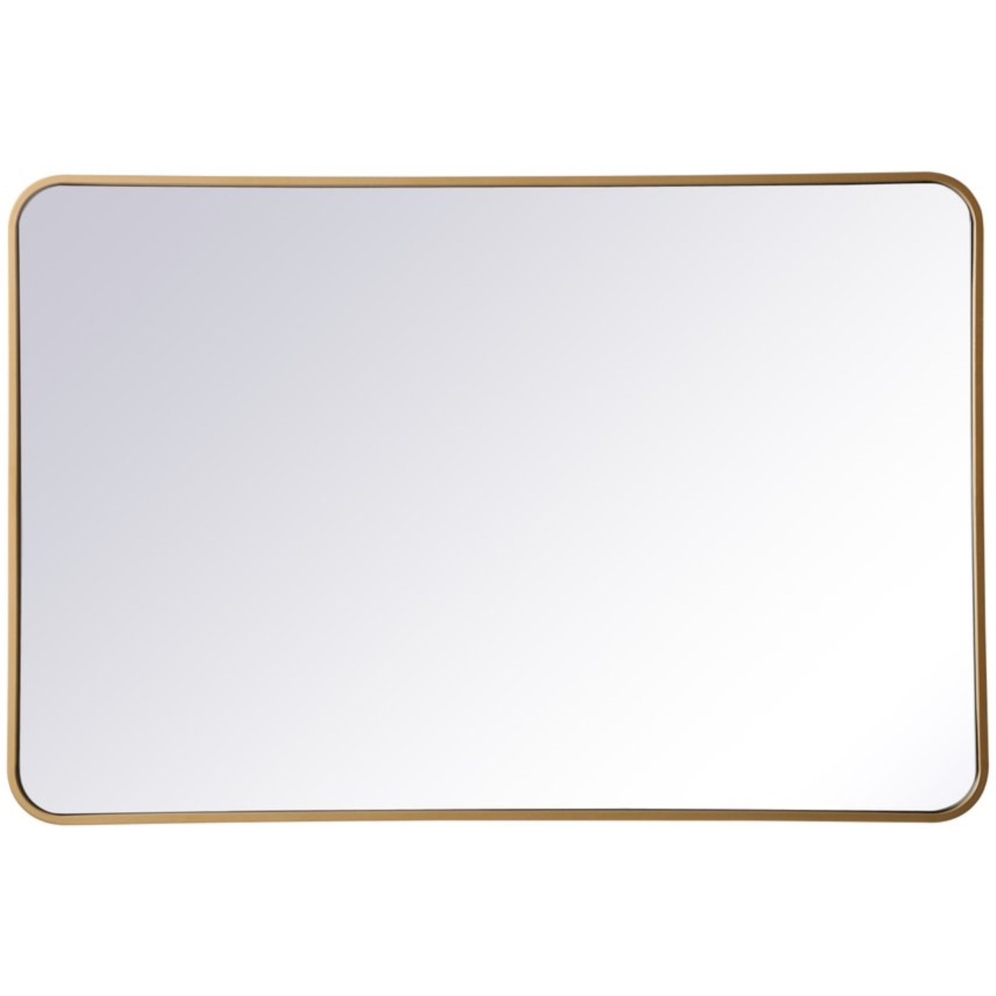 Soft corner metal rectangular mirror 28x42 inch in Brass