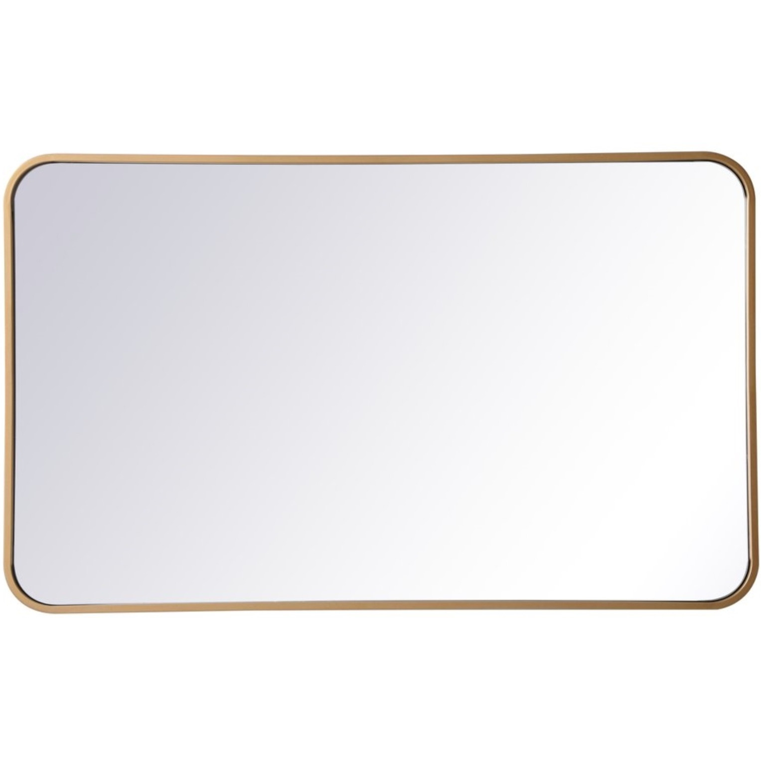 Soft corner metal rectangular mirror 22x36 inch in Brass