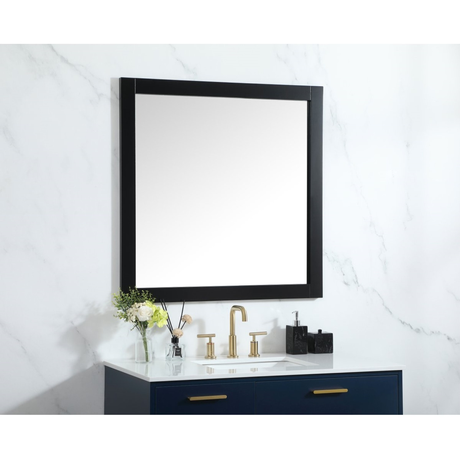Aqua vanity mirror 36x36 inch in black