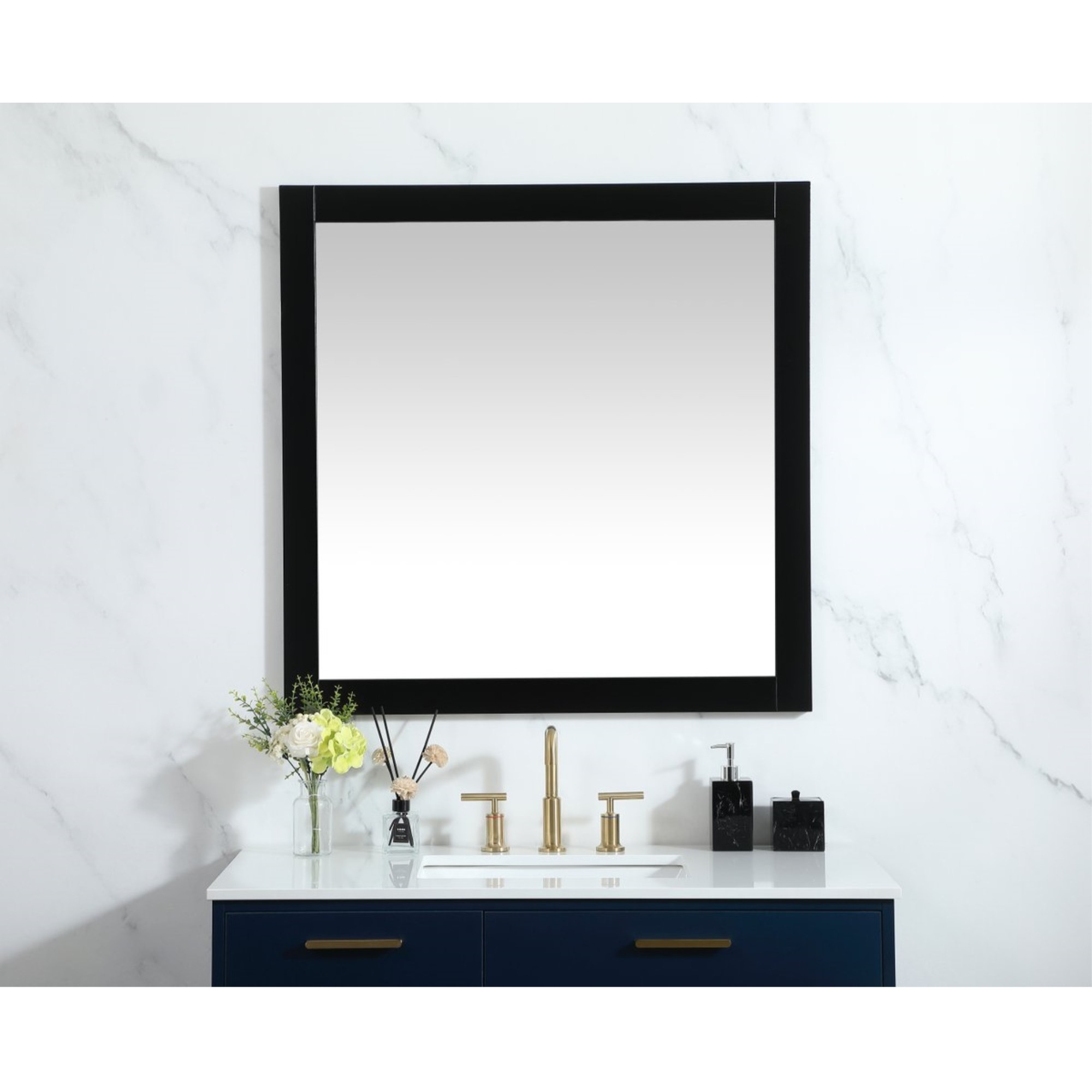 Aqua vanity mirror 36x36 inch in black