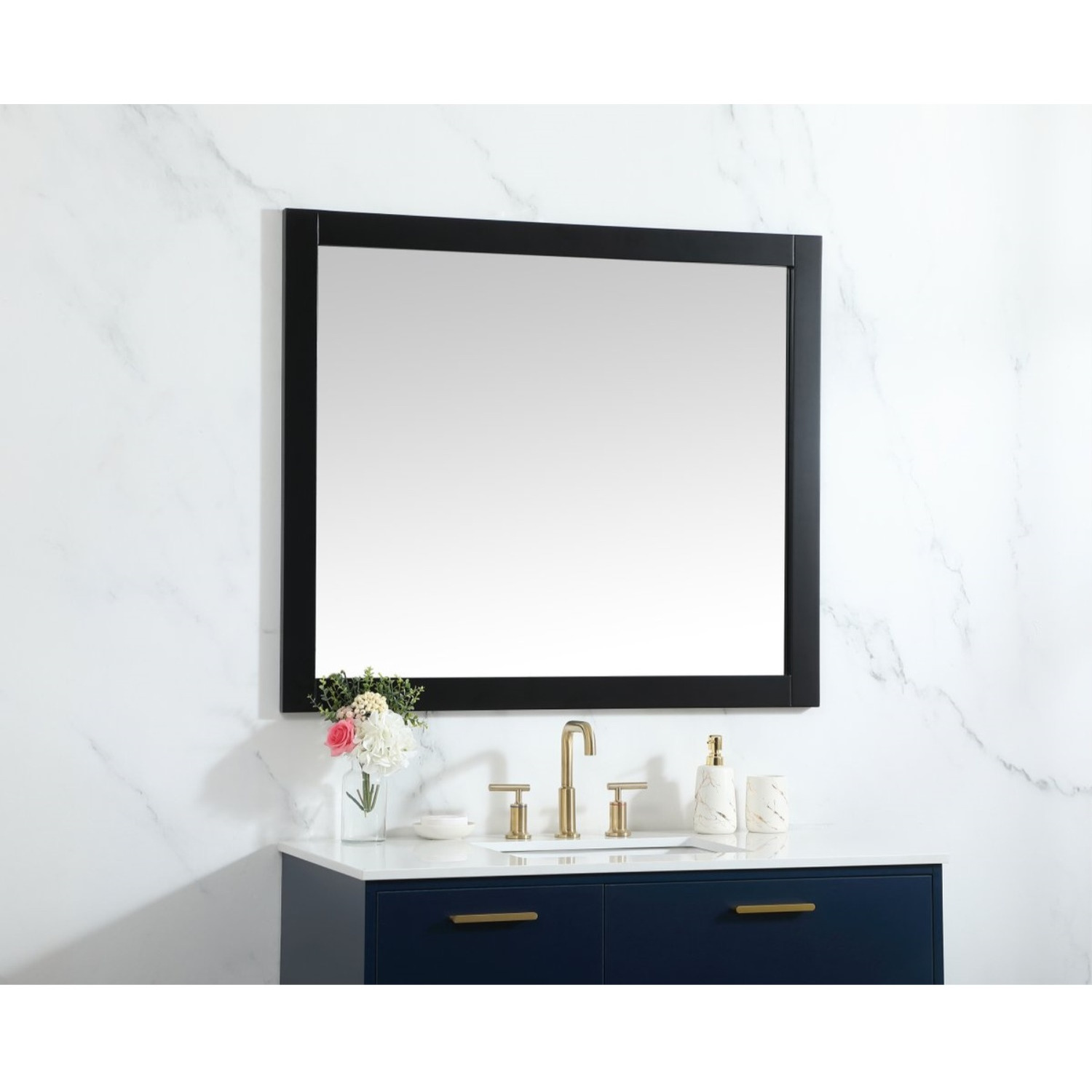 Aqua vanity mirror 42x36 inch in black