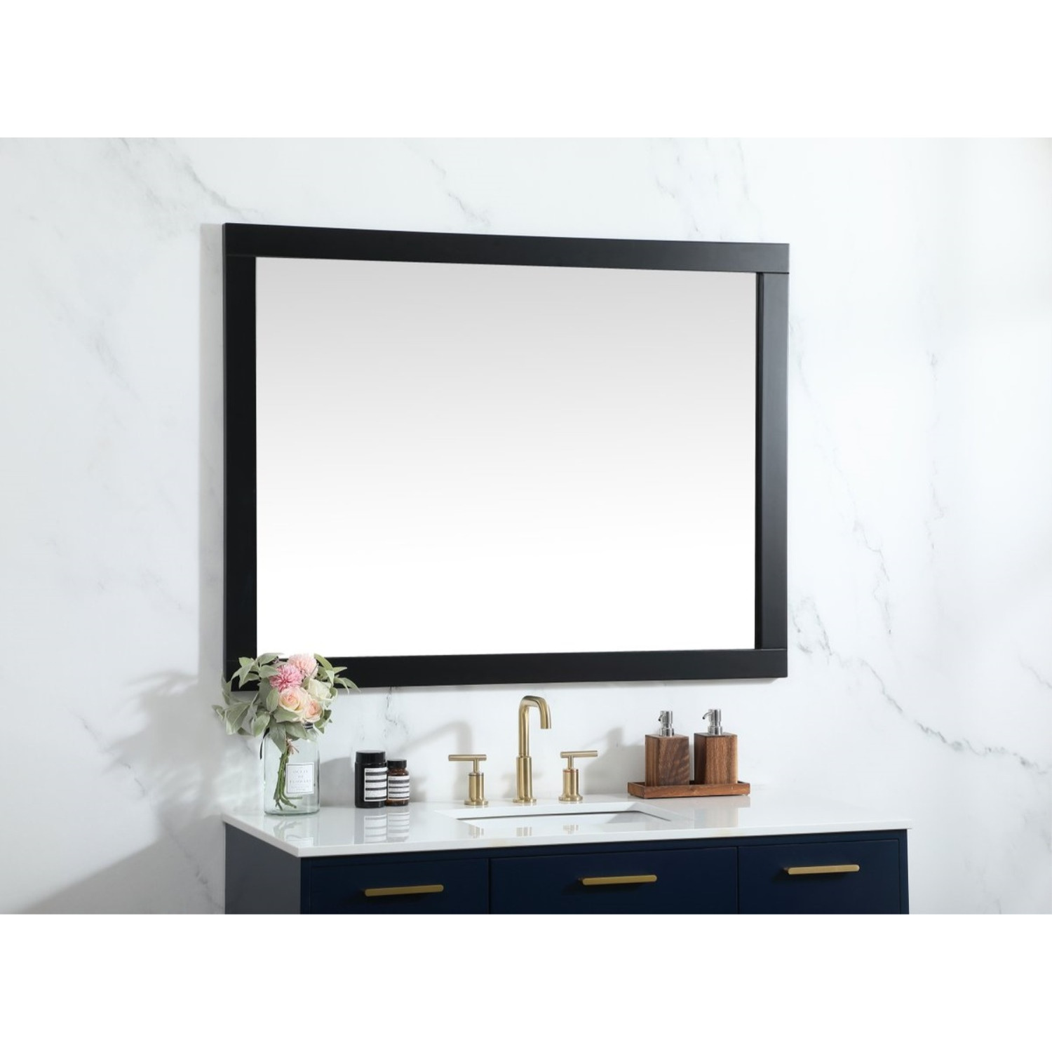 Aqua vanity mirror 48x36 inch in black