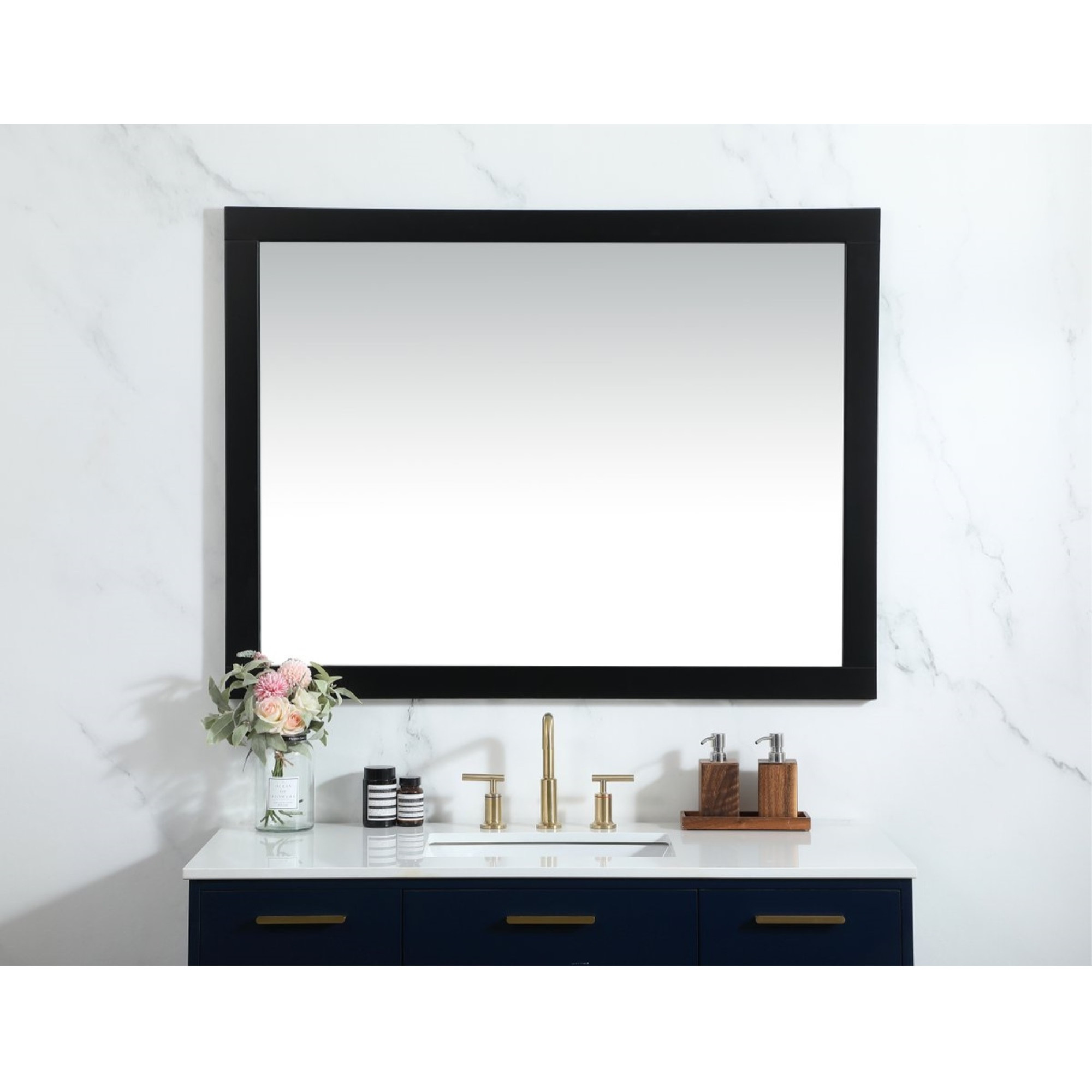Aqua vanity mirror 48x36 inch in black