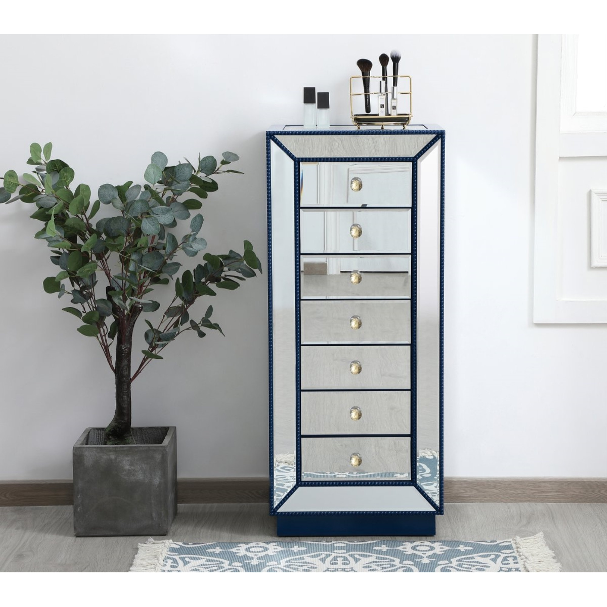 18 inch mirrored lingere chest in blue
