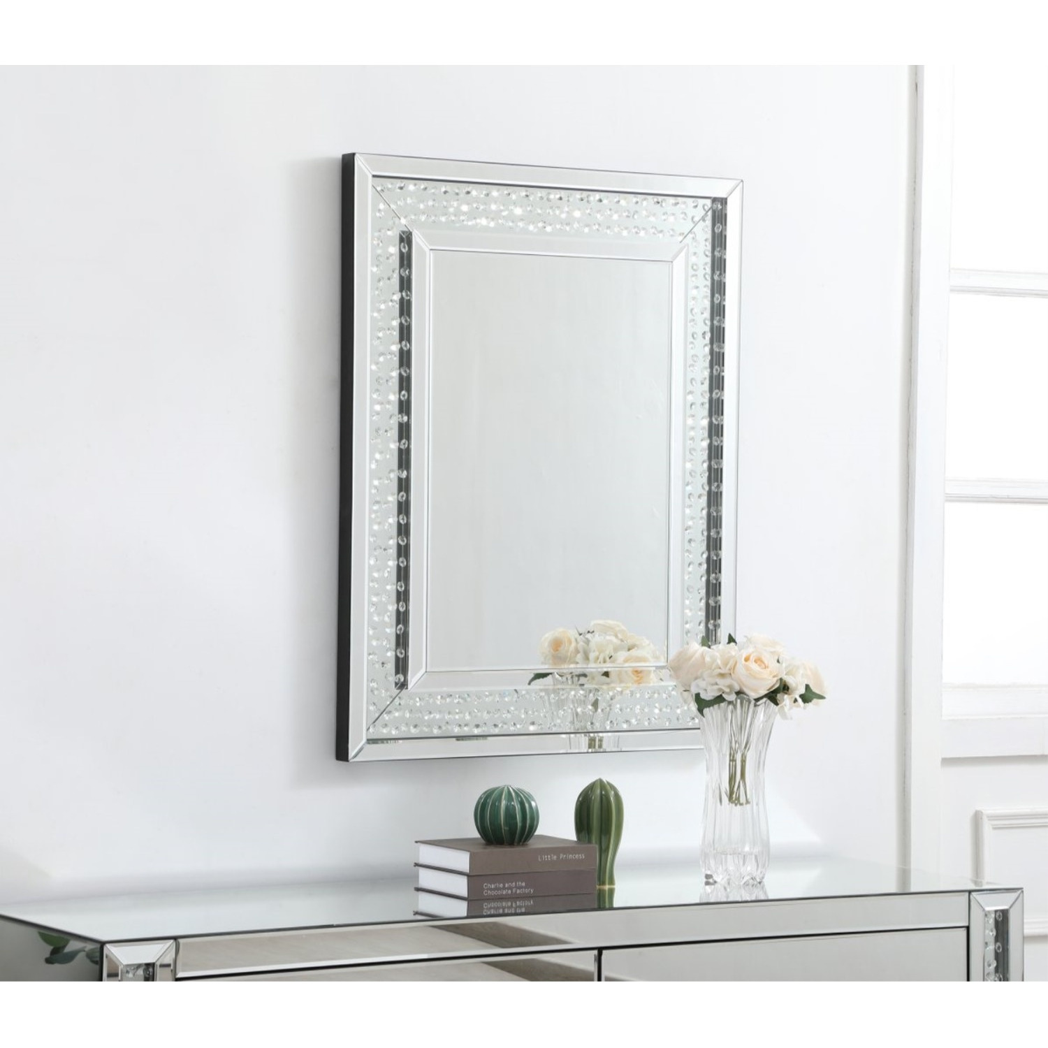 Sparkle collection crystal mirror 28 x 36 inch