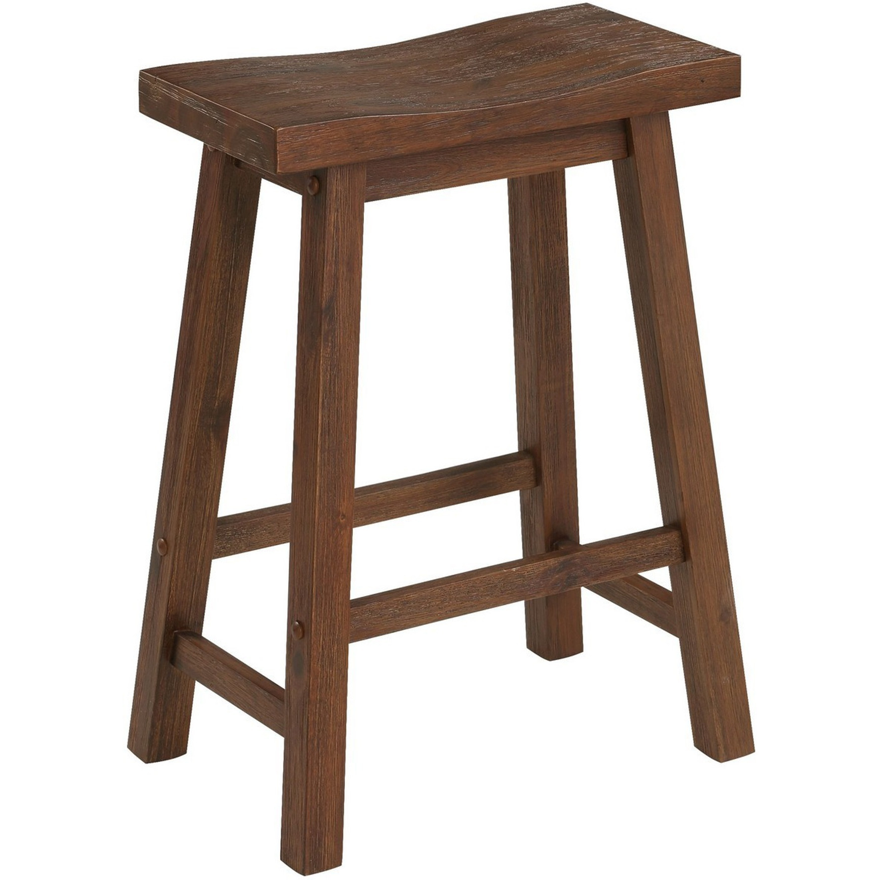 Saddle Design Wooden Counter Stool with Grain Details, Brown