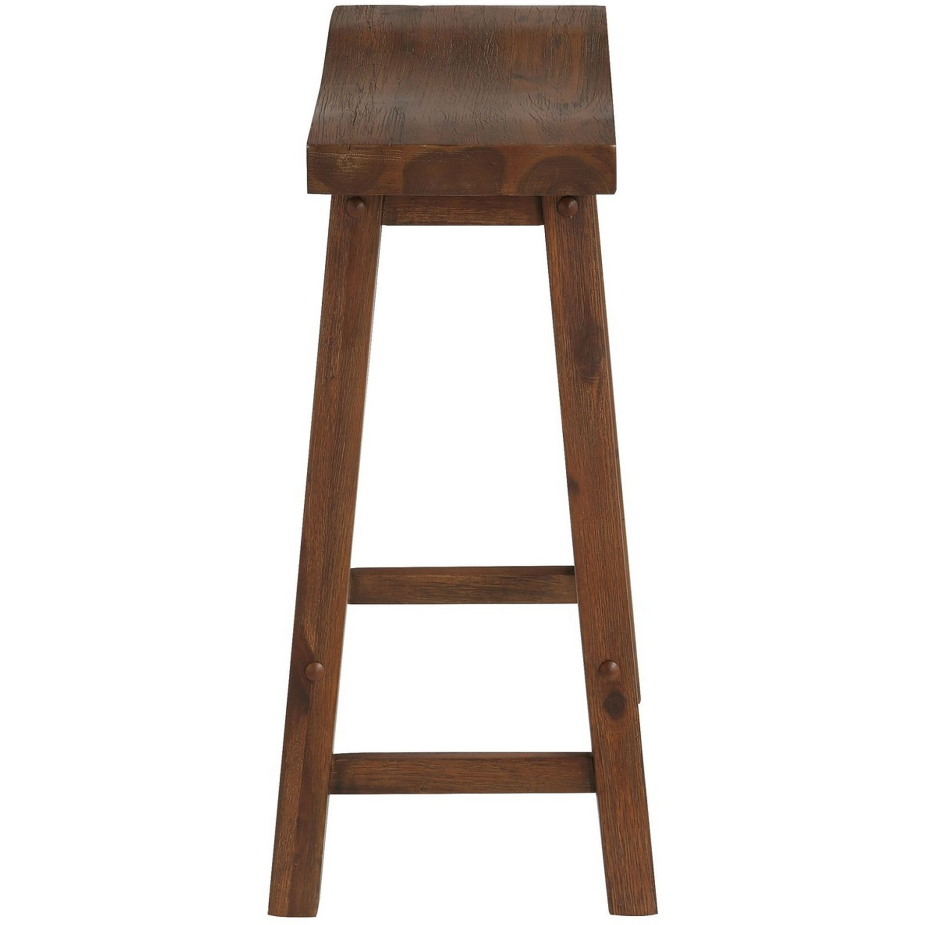 Saddle Design Wooden Counter Stool with Grain Details, Brown