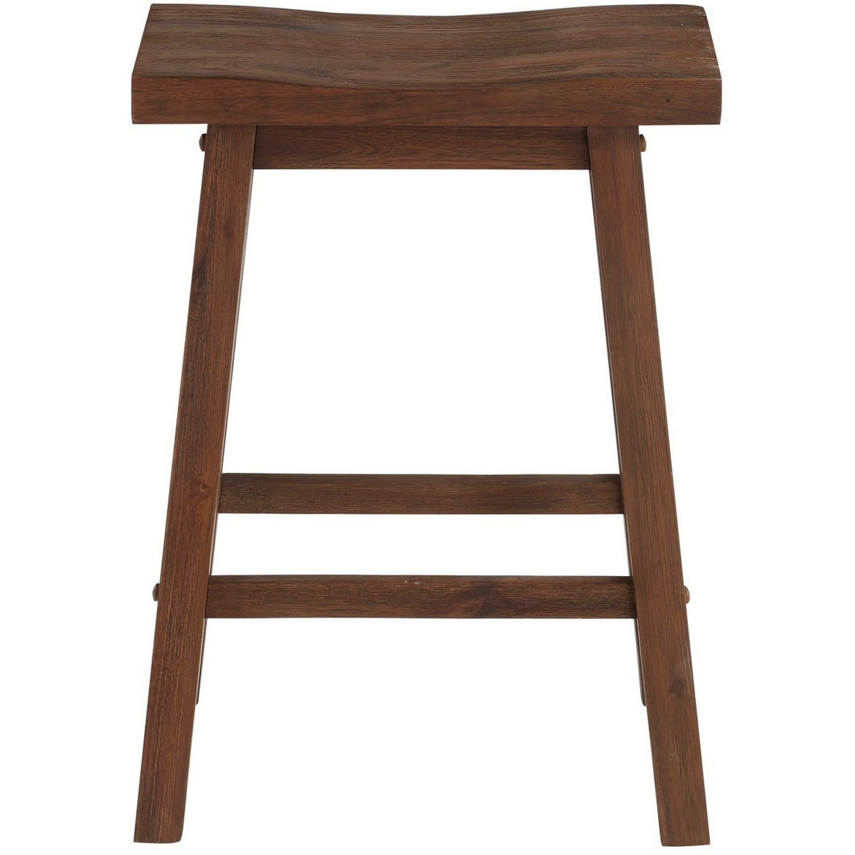 Saddle Design Wooden Counter Stool with Grain Details, Brown