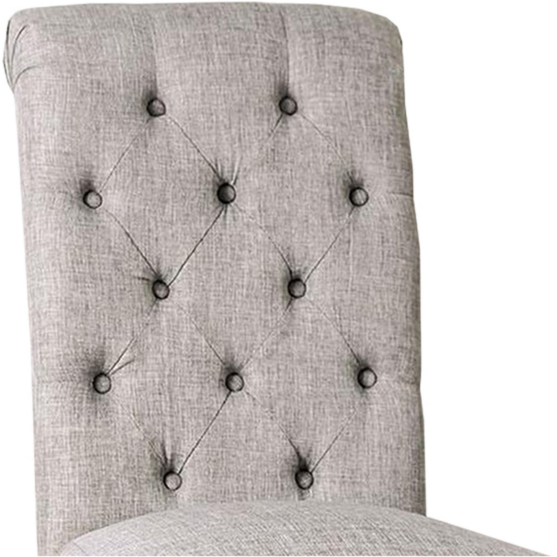 Side Chair with Button Tufted Backrest, Set of 2, Gray