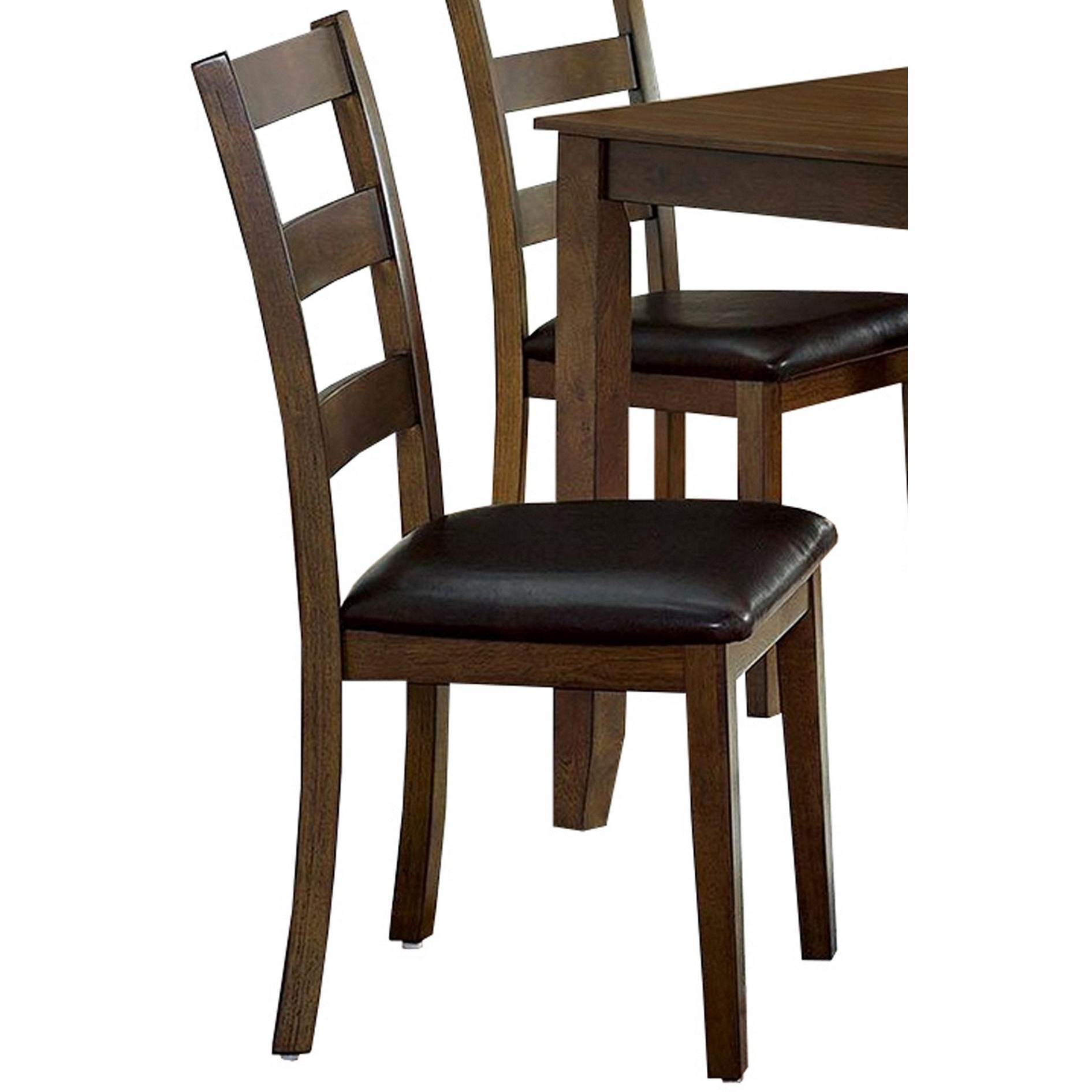5 Piece Dining Table Set with Leatherette Seating, Brown
