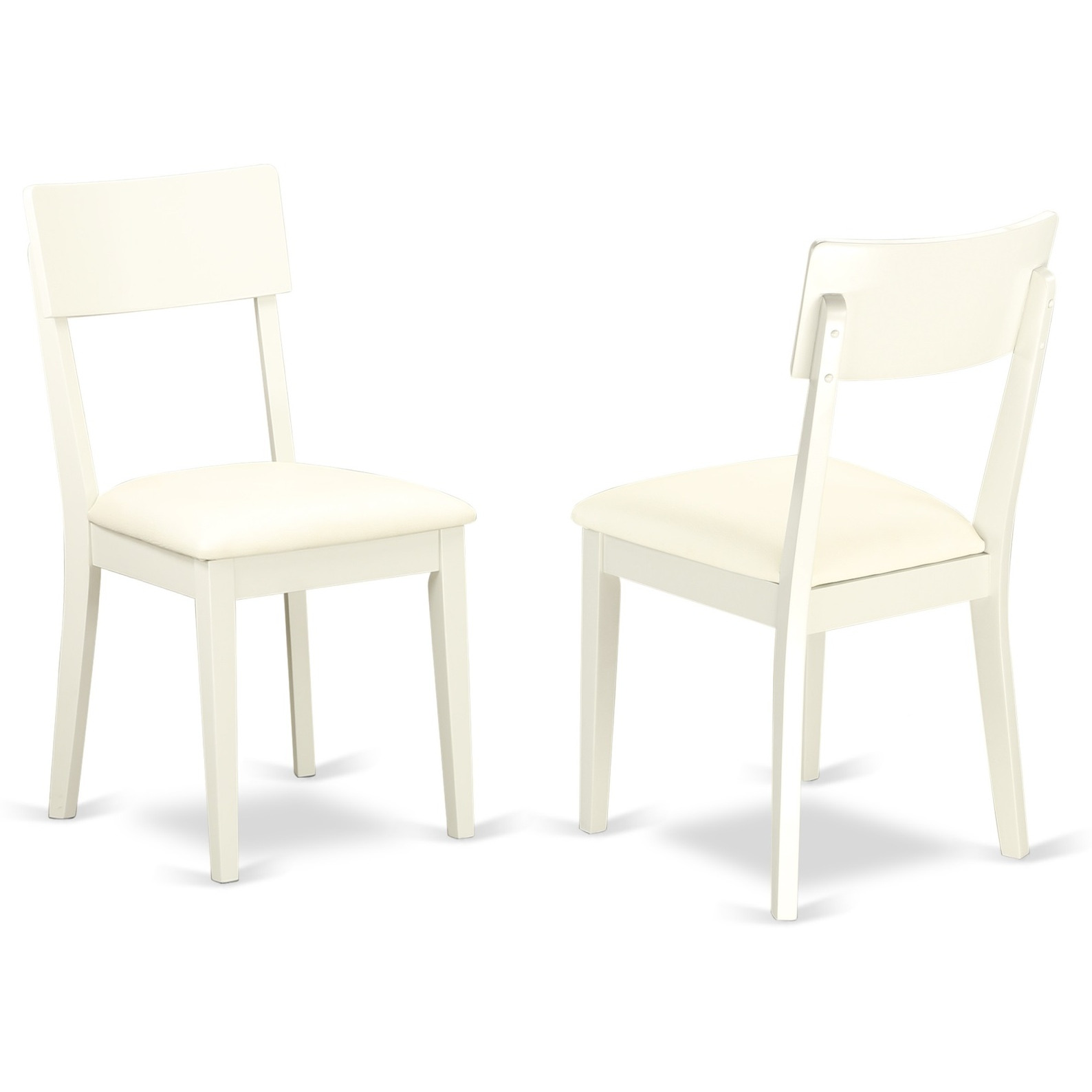 East West Furniture HBAD3-LWH-C 3 Piece Kitchen Set - Linen White Dining Room Table and 2 Linen White Faux Leather Dining Chairs with Andy Slat Back- Linen White Finish