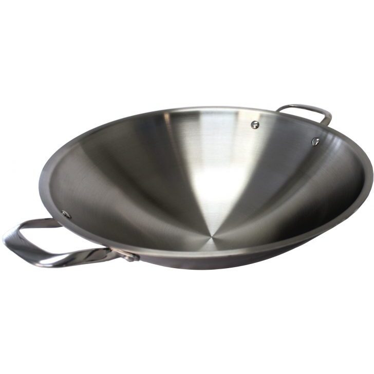 16.5" Stainless Steel Wok with Lid, 2 ears (Induction Ready)