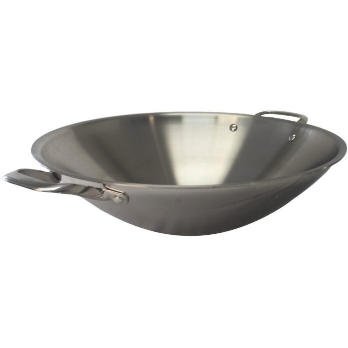 16.5" Stainless Steel Wok with Lid, 2 ears (Induction Ready)