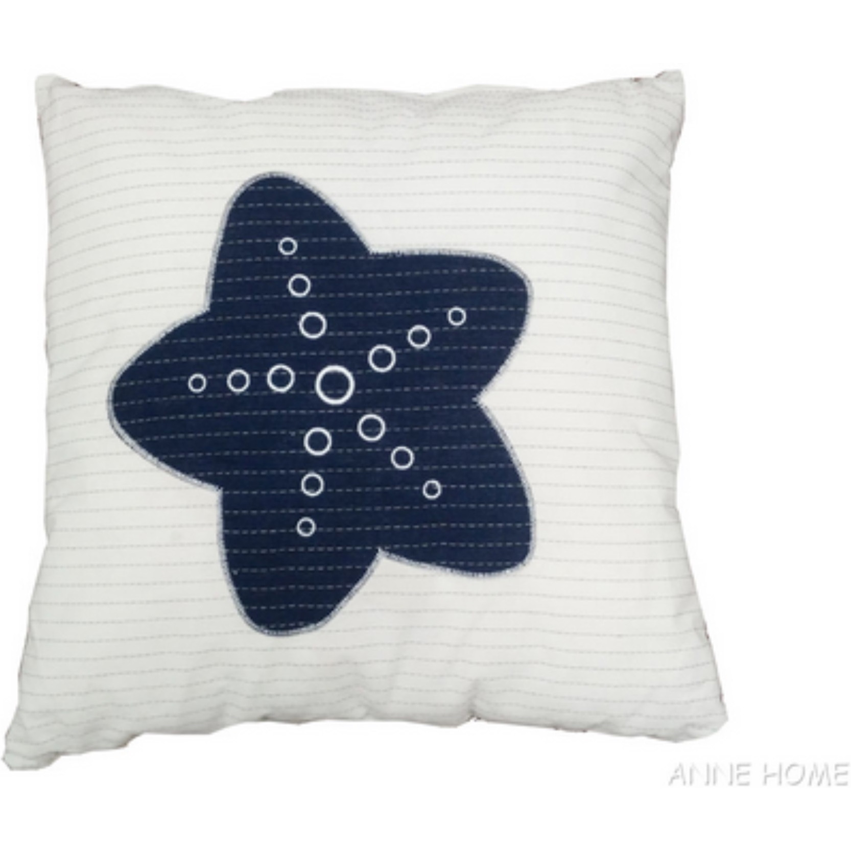 Anne Home - White Pillow with a Blue Star