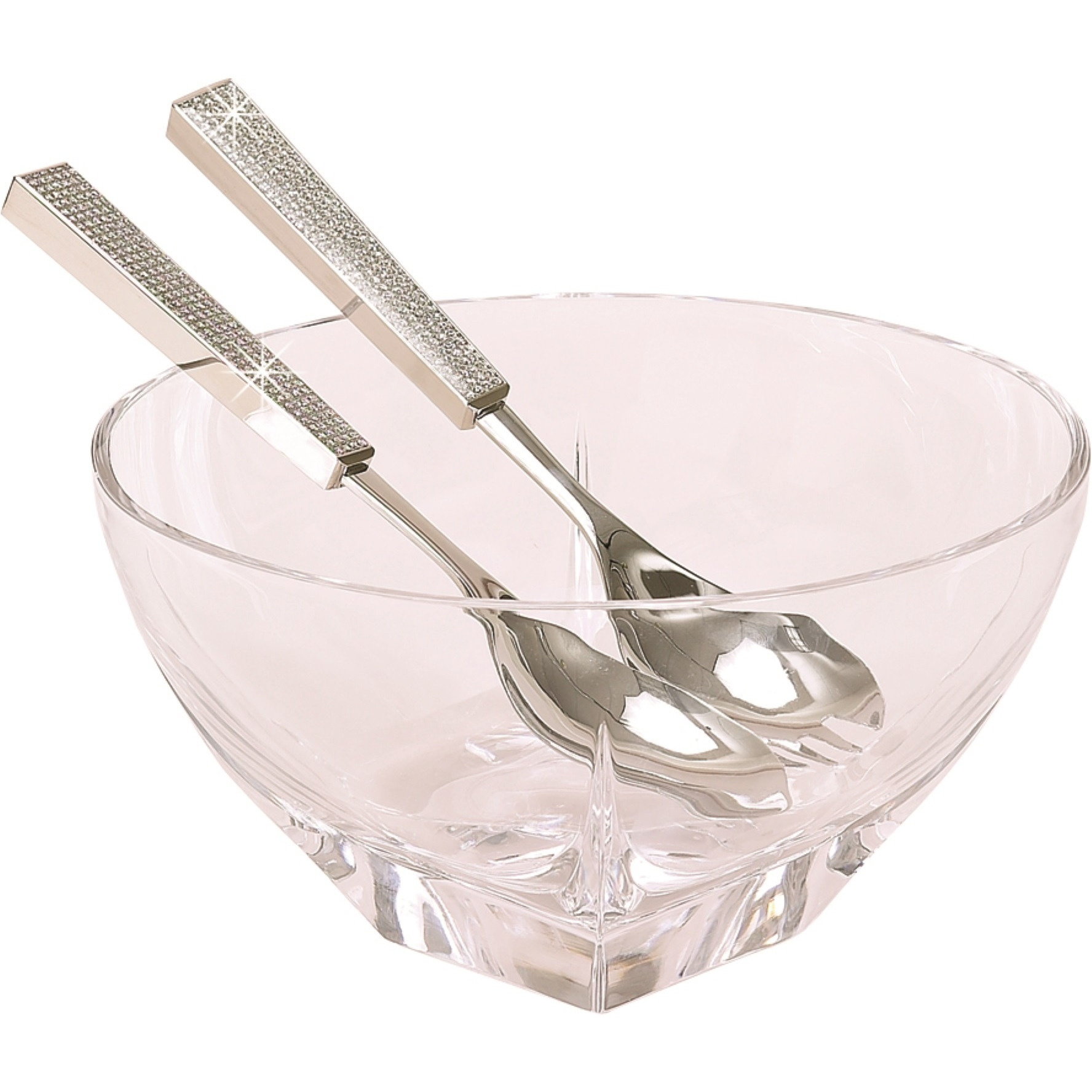 Glitter Galore 2 Pc Salad Set 10.25" Nickel Plated