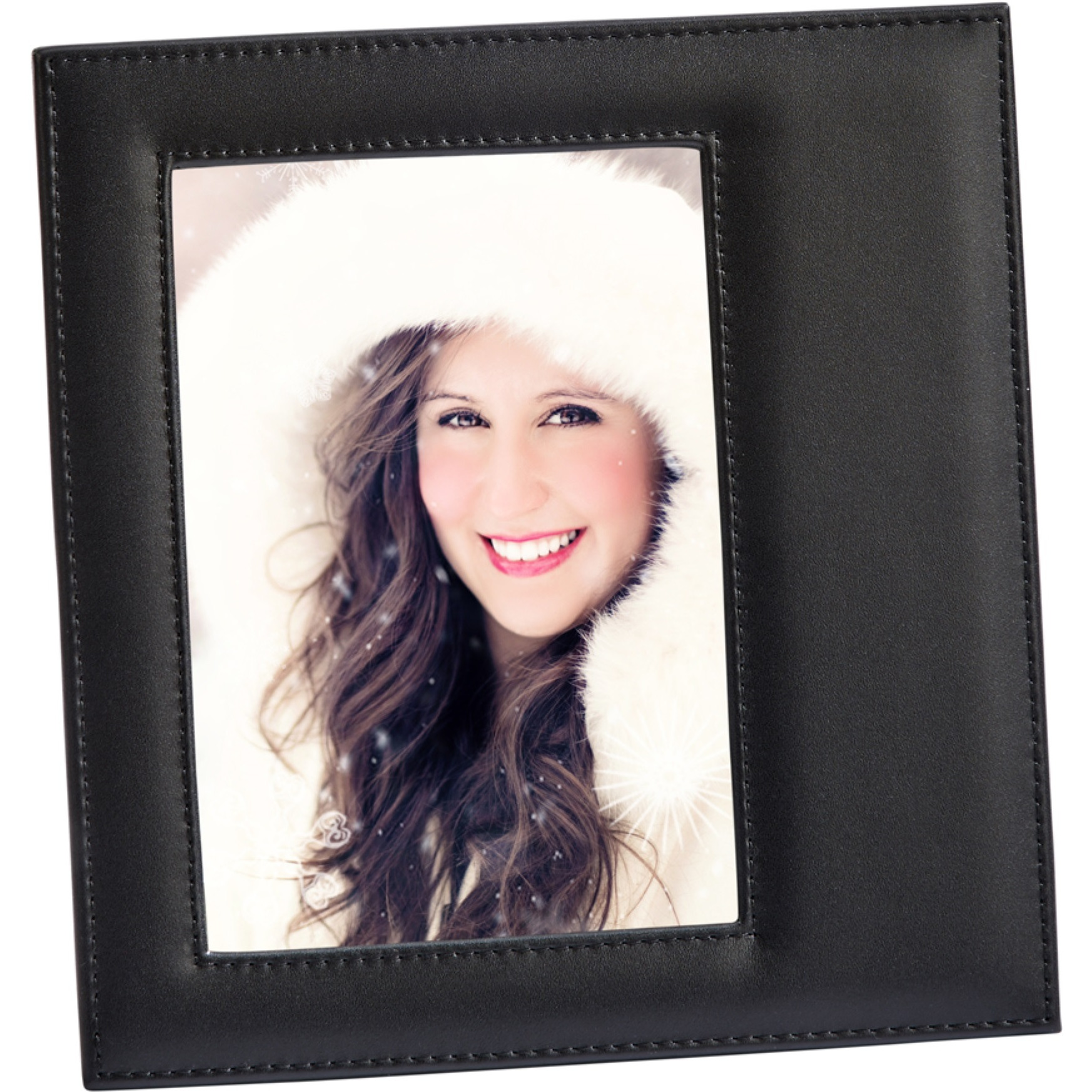 Black Leather Frame, Holds 5 X 7 Photo