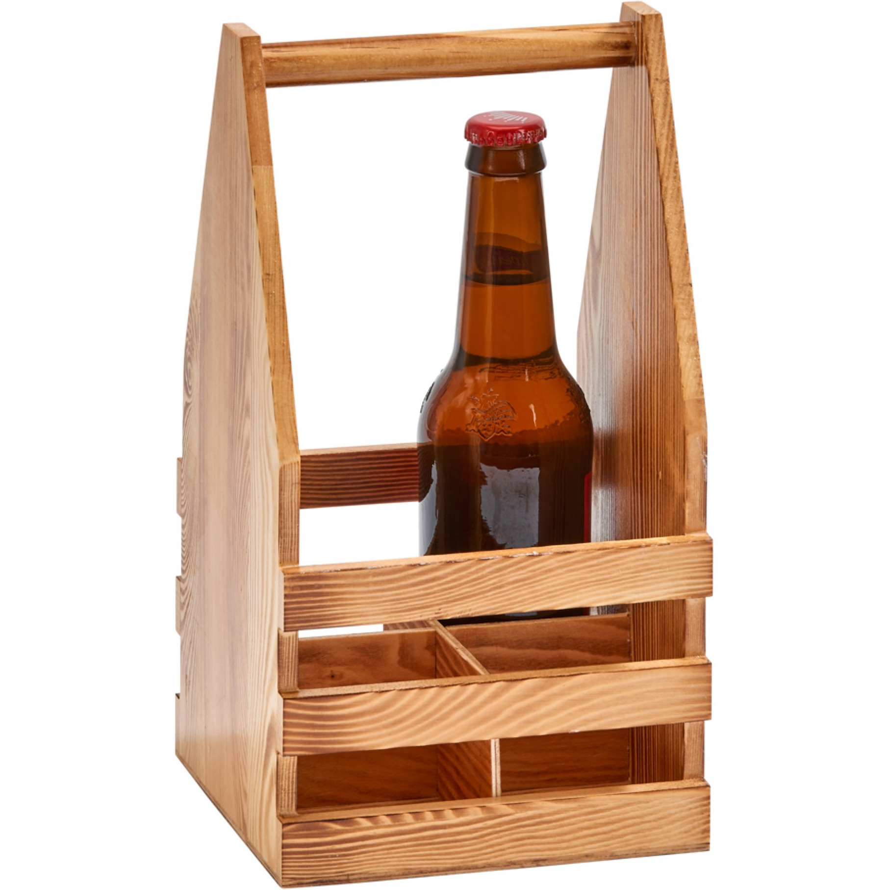 Light Wood 4 Bottle Beverage Caddy 11X6