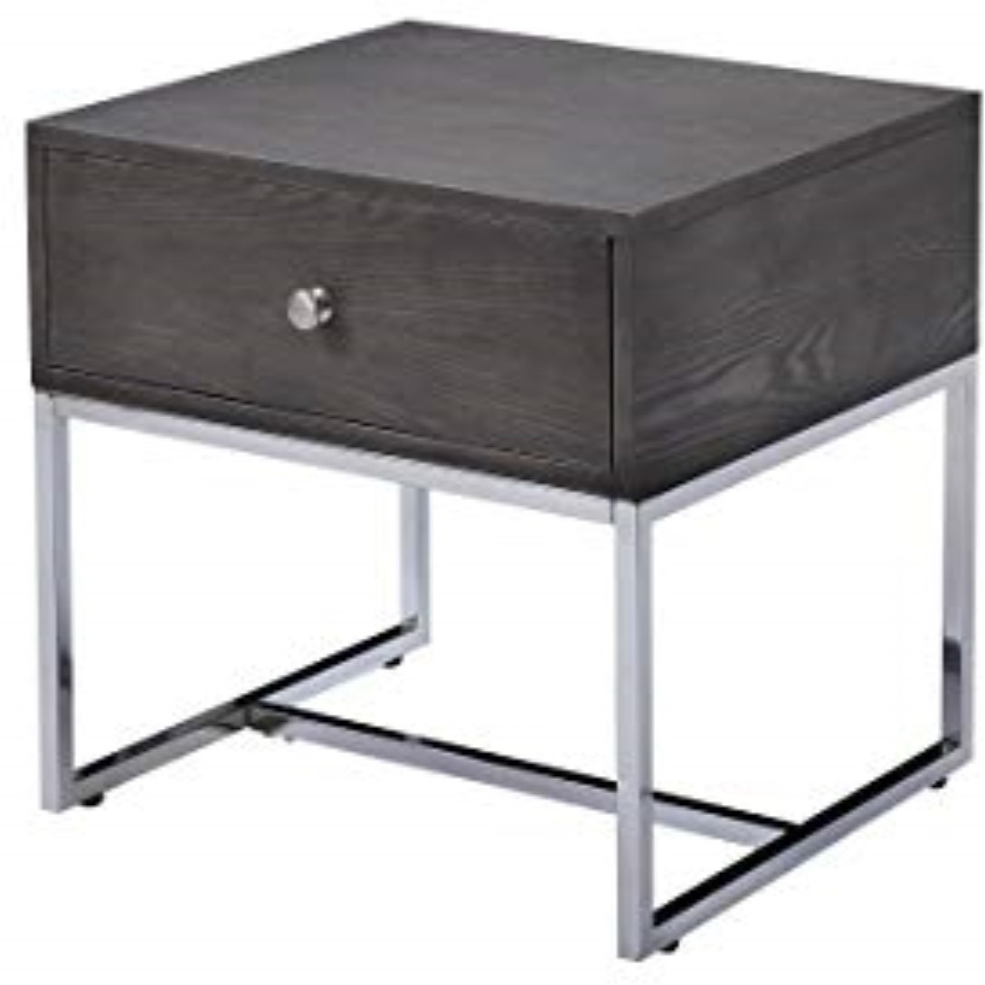 81172 End Table - Gray Oak & Chrome