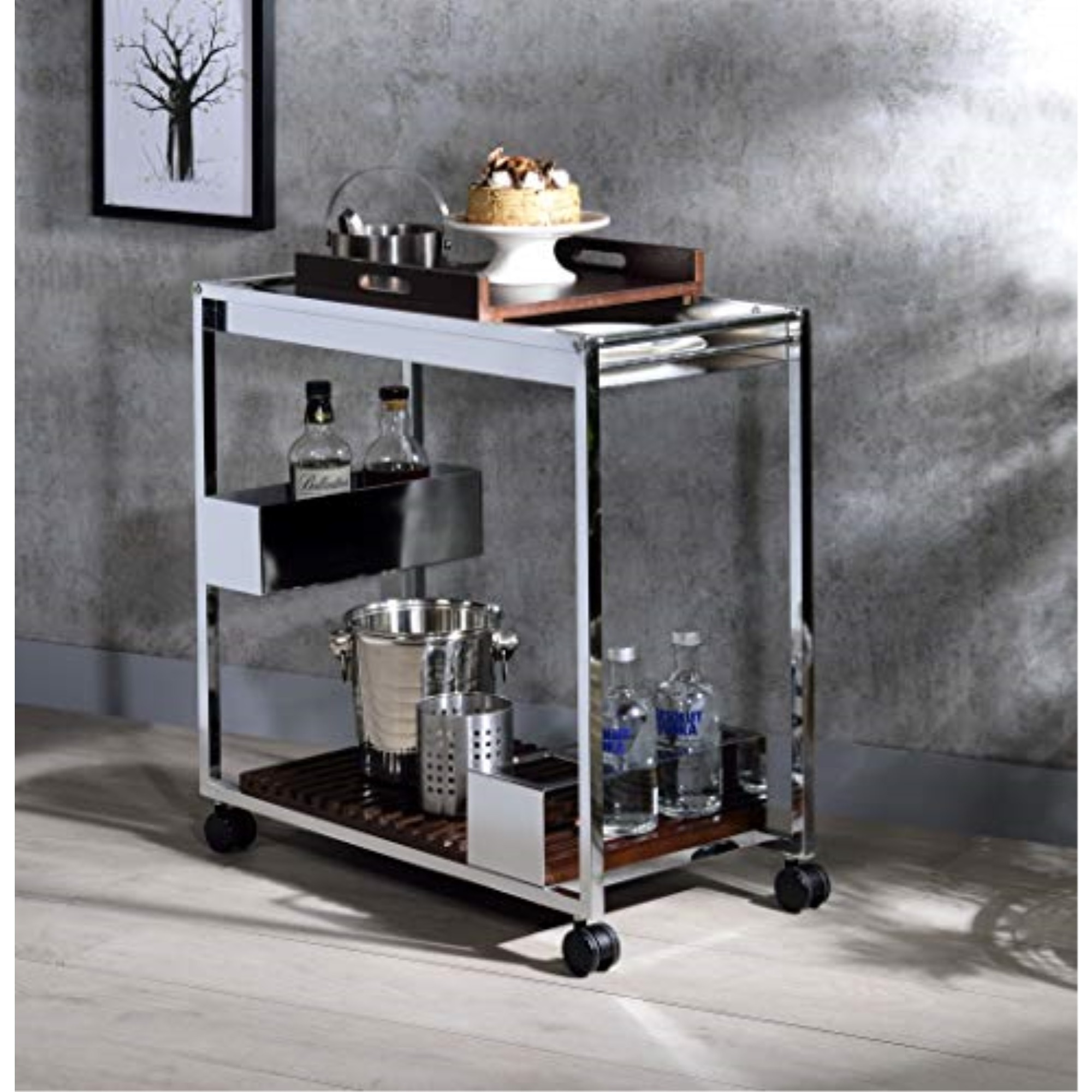 98420 Serving Cart - Chrome