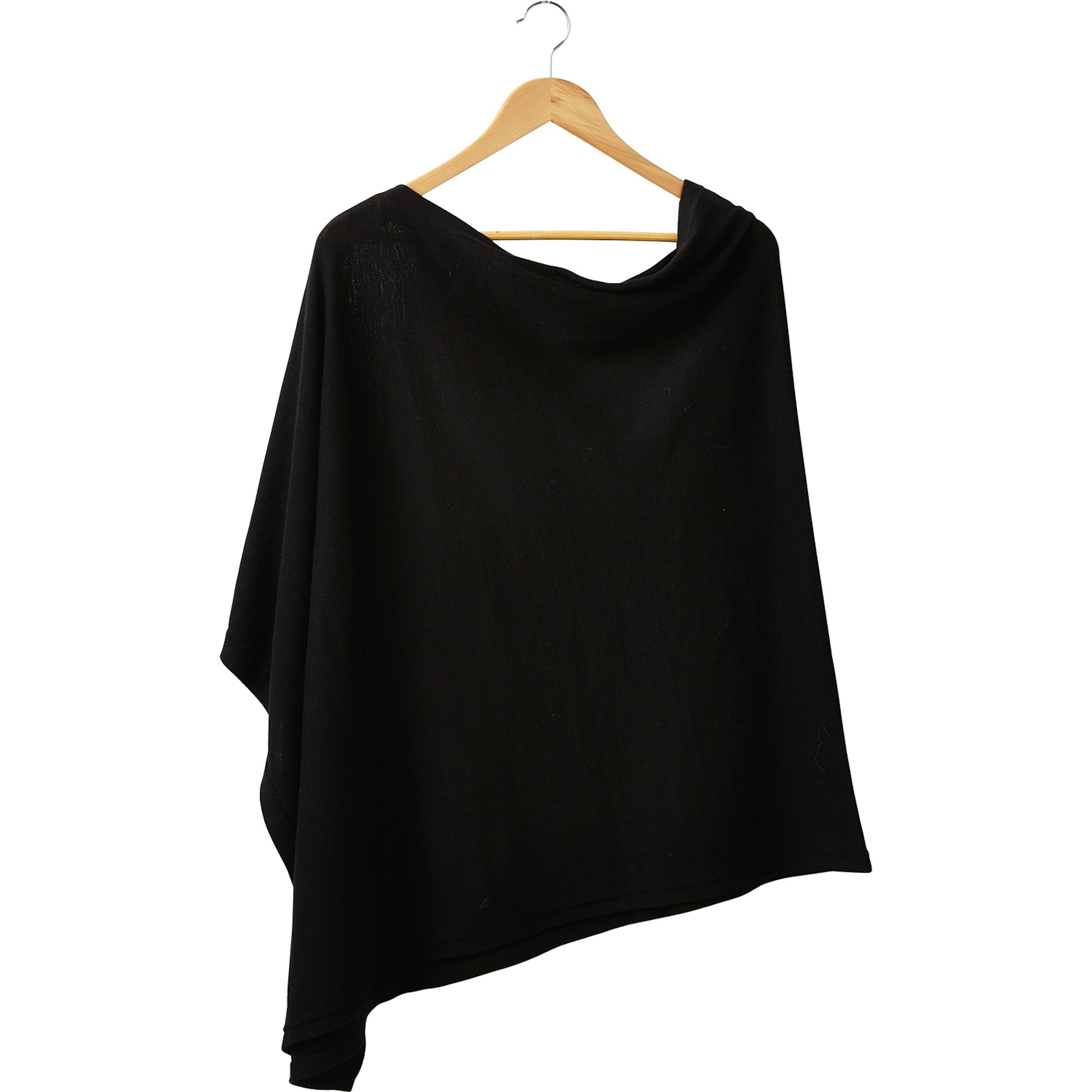 Tickled Pink Solid Cotton Poncho, Black