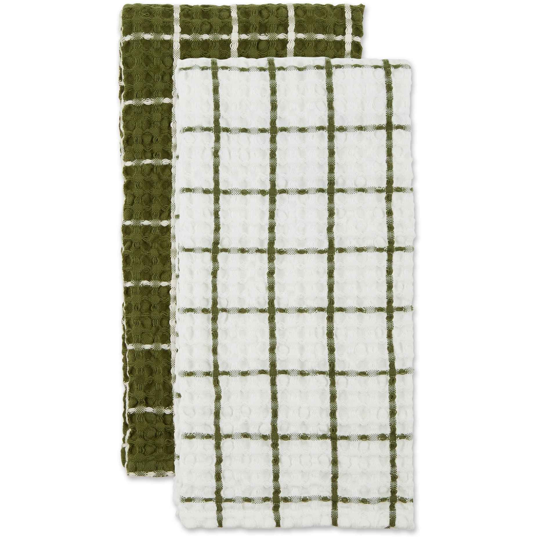 DII Sage Windowpane Oversized Washed Waffle Dishtowel, 2 Piece