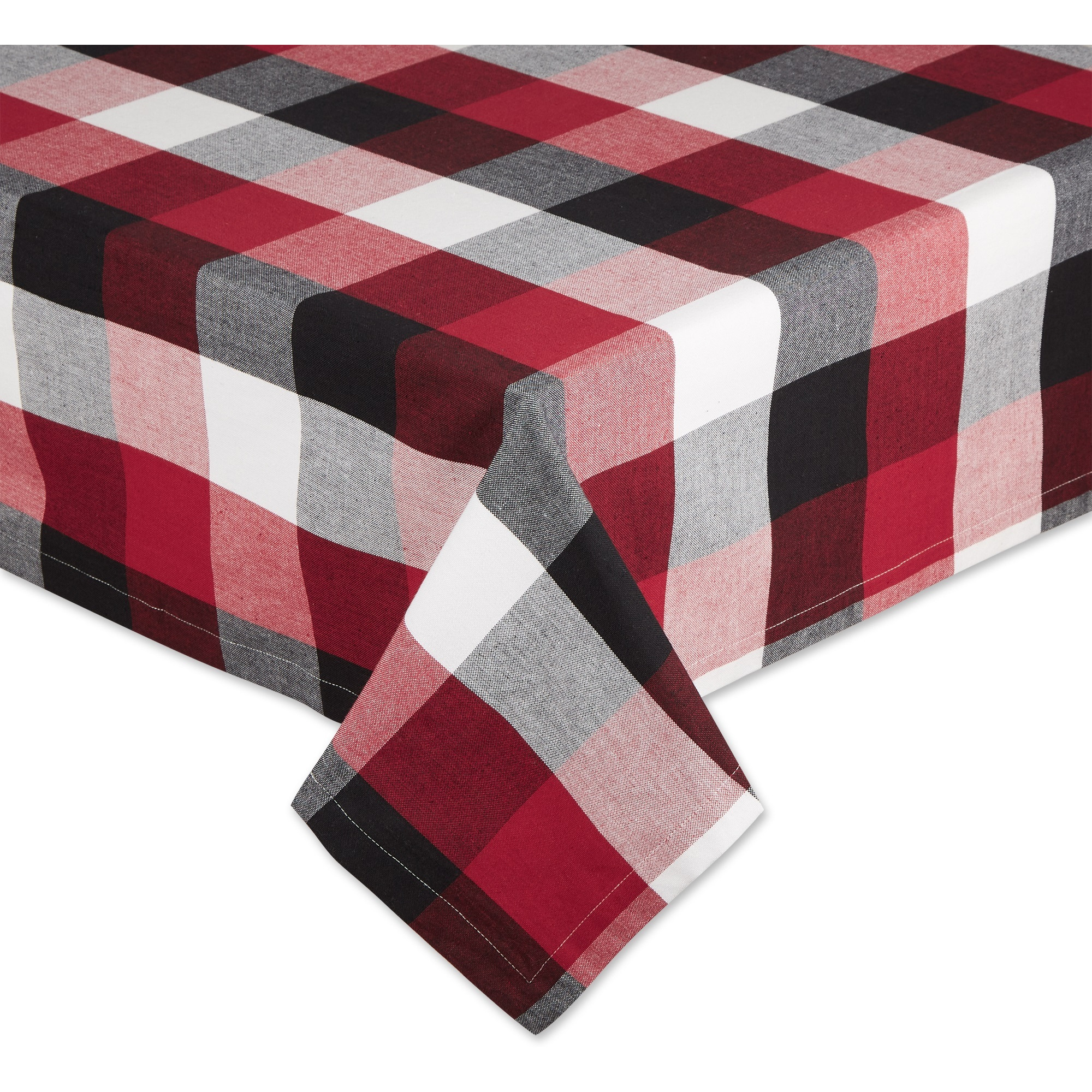 DII Cardinal Red Tri Color Check Tablecloth